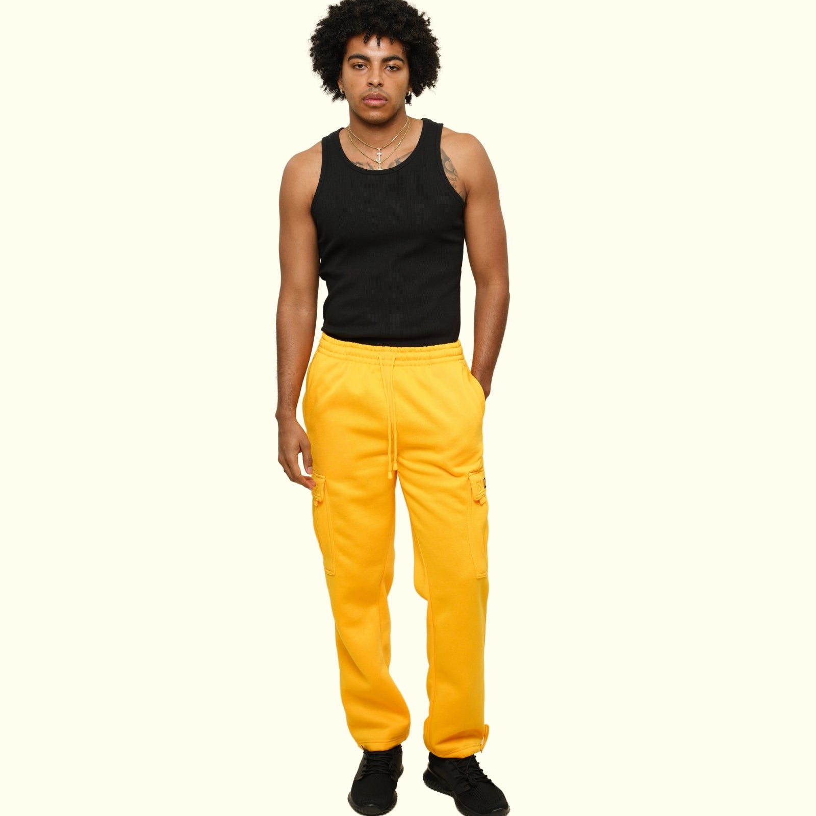 Men's Solid Fleece Heavyweight Cargo Sweat Pants