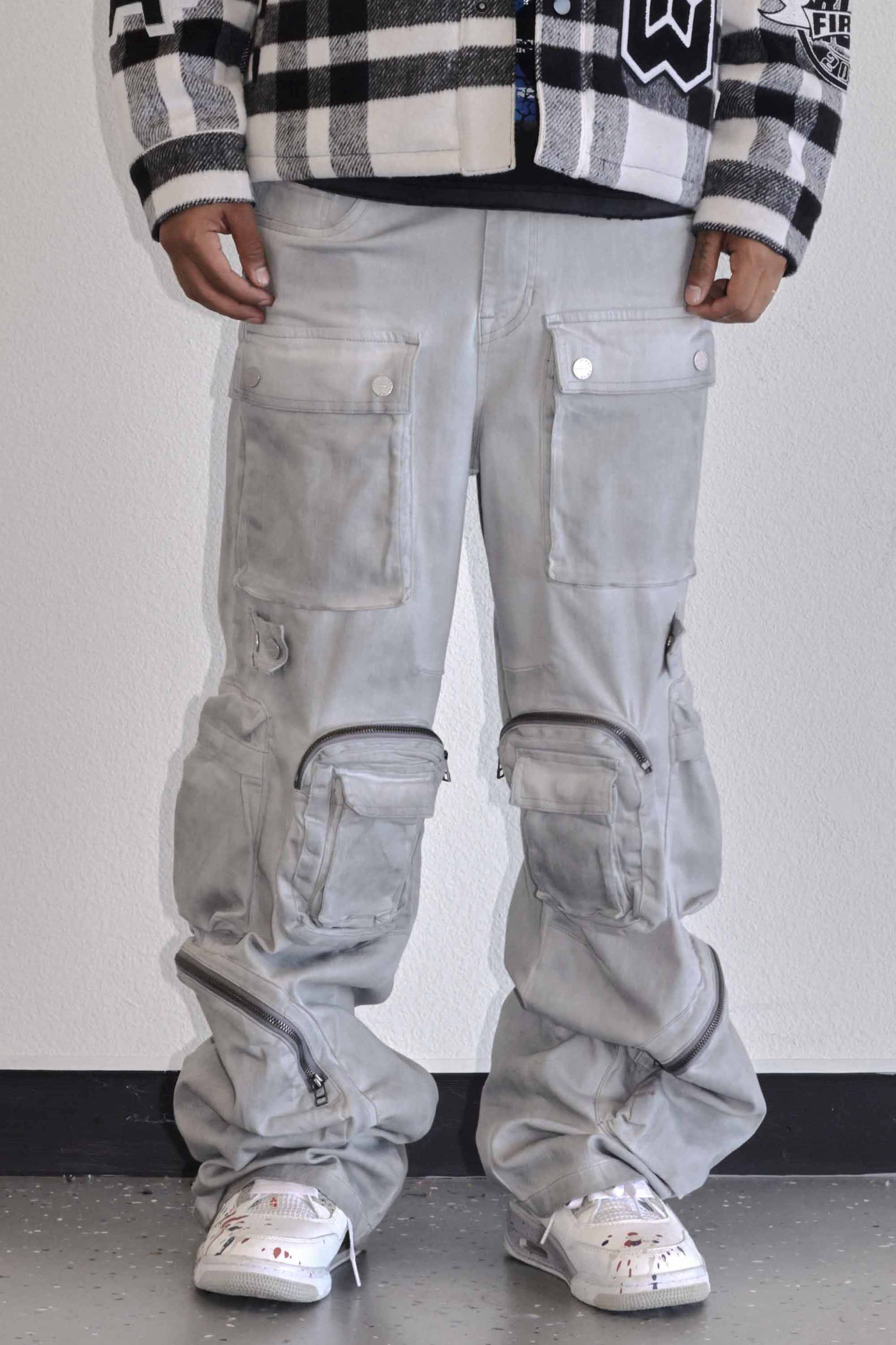 Men's Y2k Wide Fit Utility Cargo Baggy Denim Pants