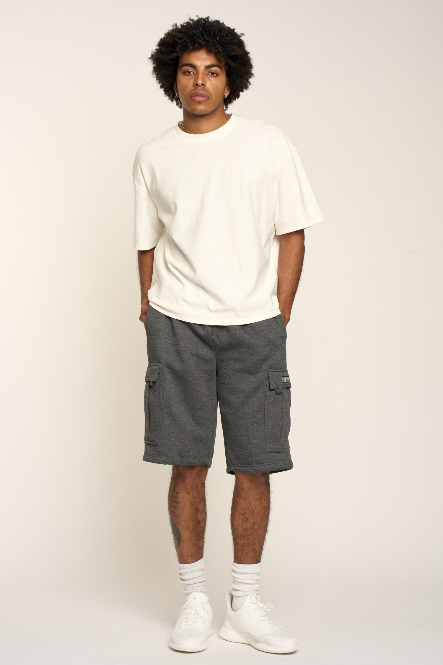 Men's Solid Fleece Heavyweight Cargo Shorts