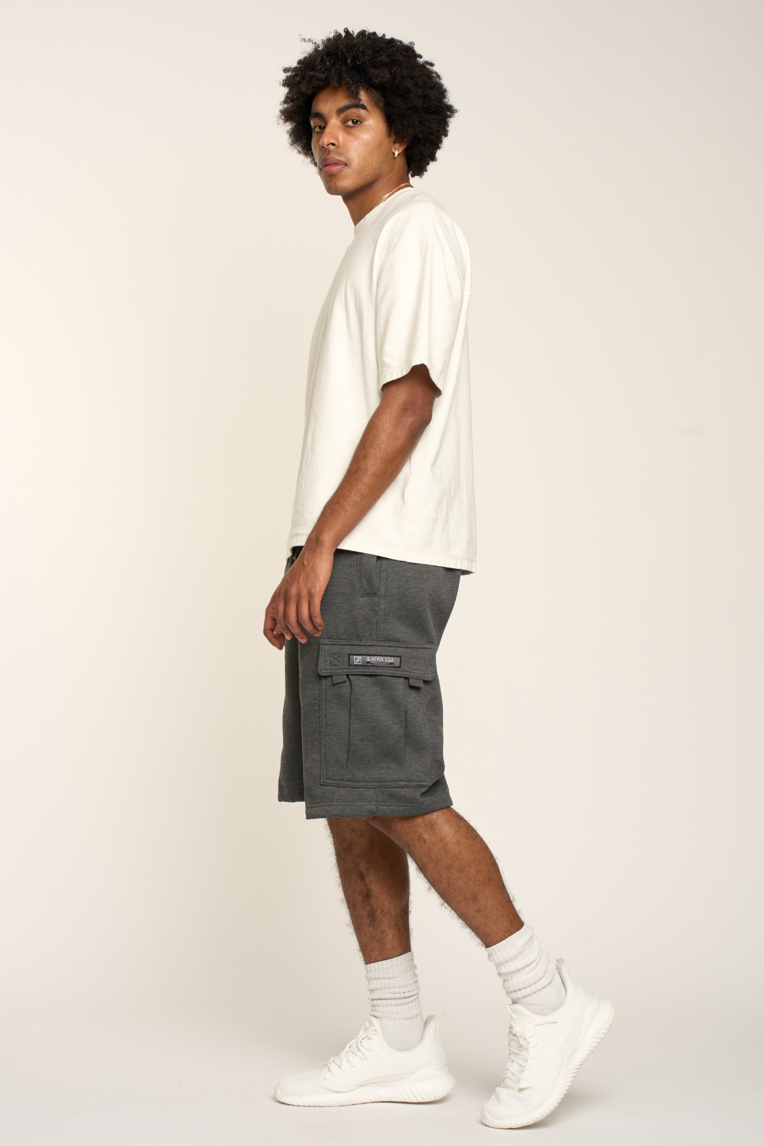 Men's Solid Fleece Heavyweight Cargo Shorts