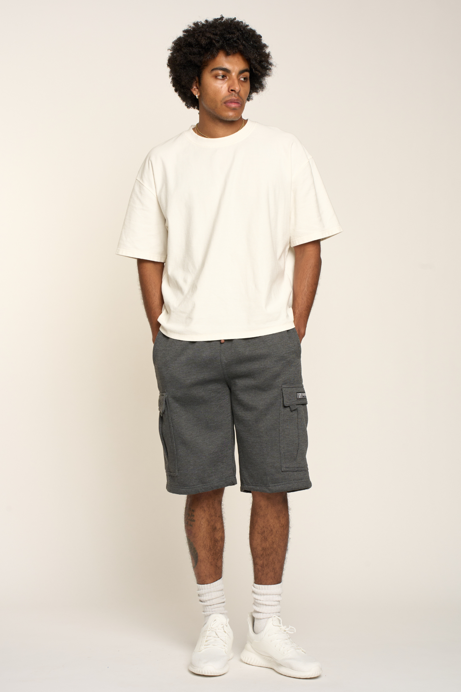Men's Solid Fleece Heavyweight Cargo Shorts