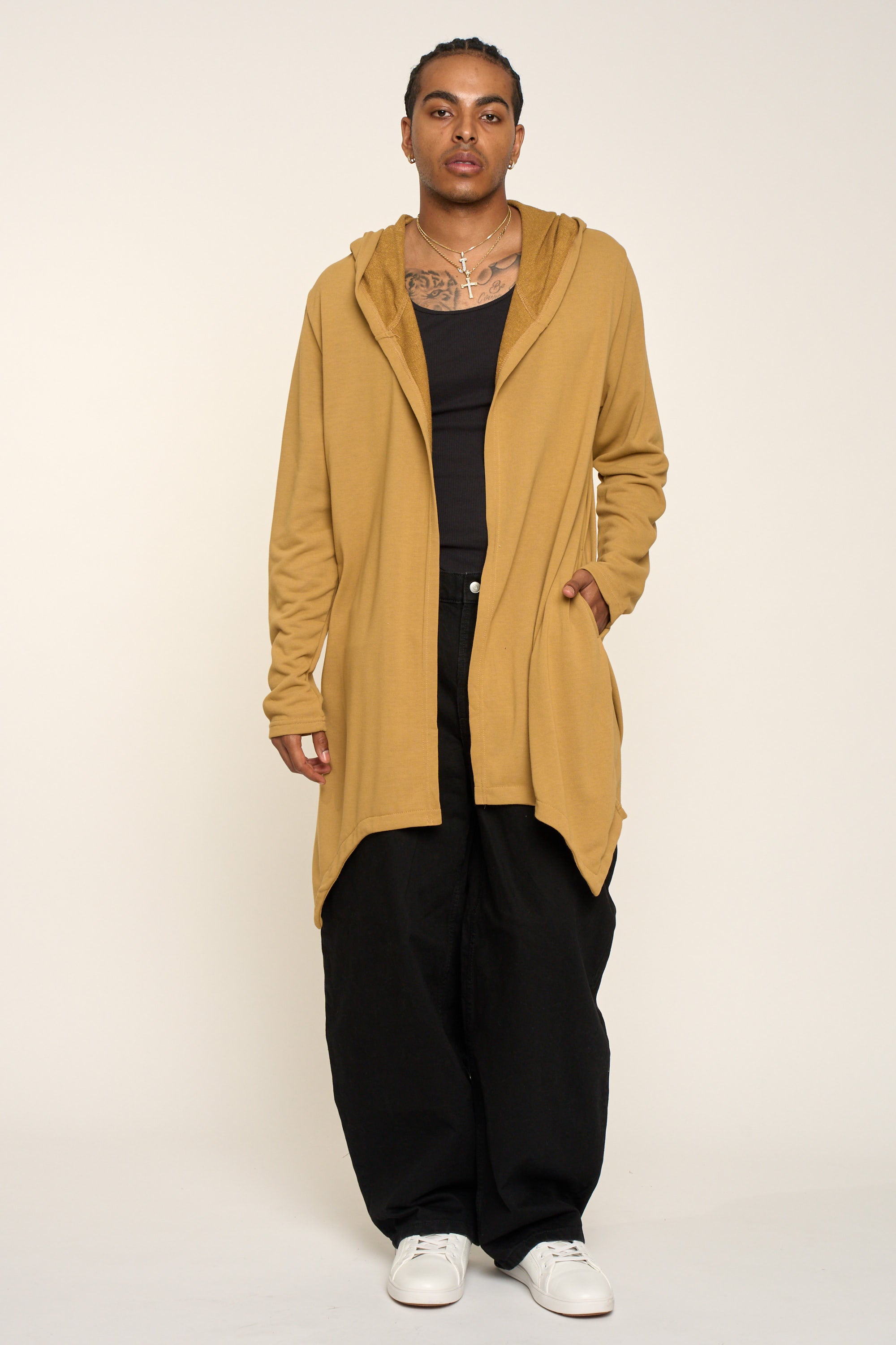 Long Length Drape Cape Cardigan Hoodie
