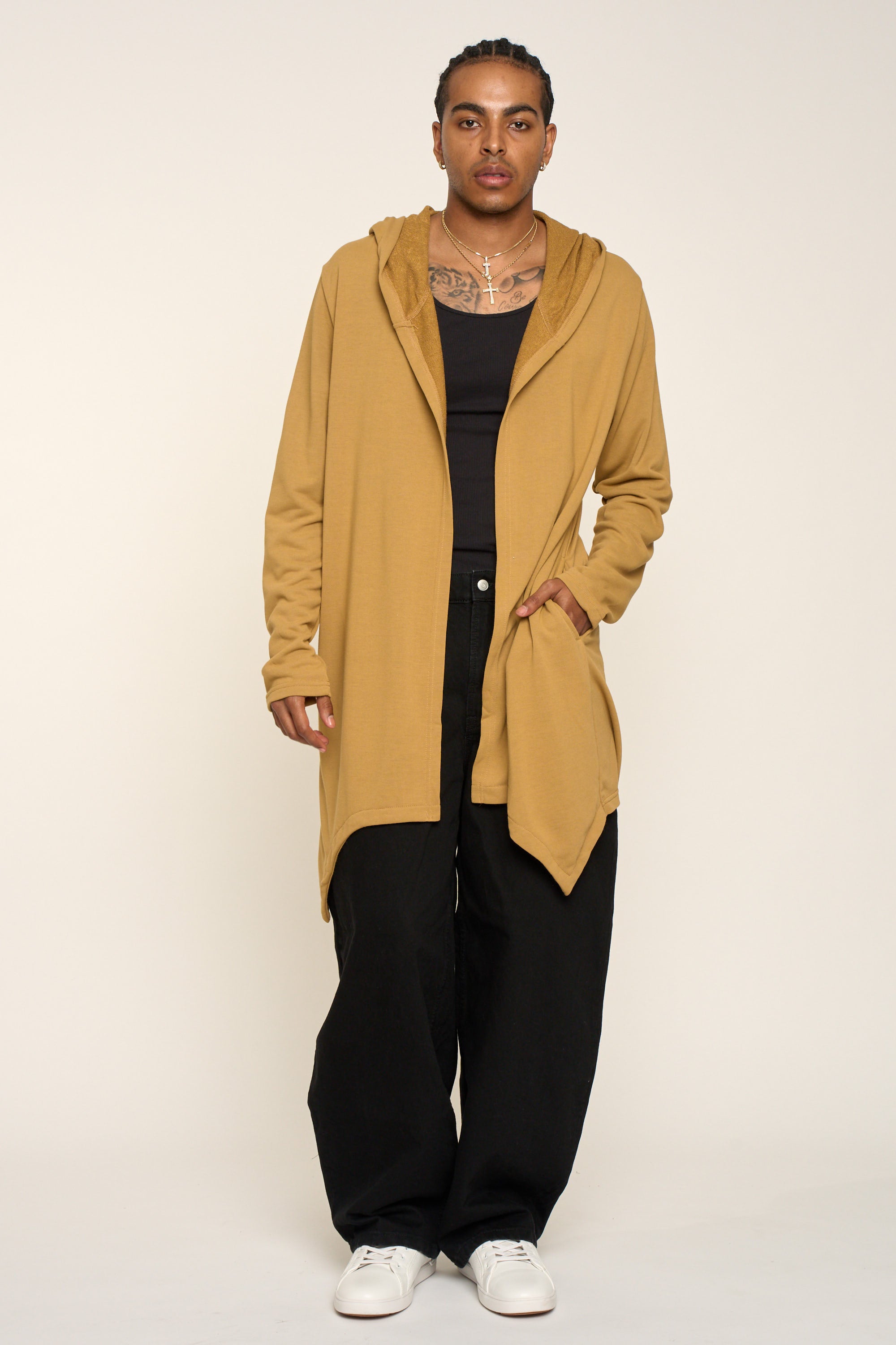 Long Length Drape Cape Cardigan Hoodie
