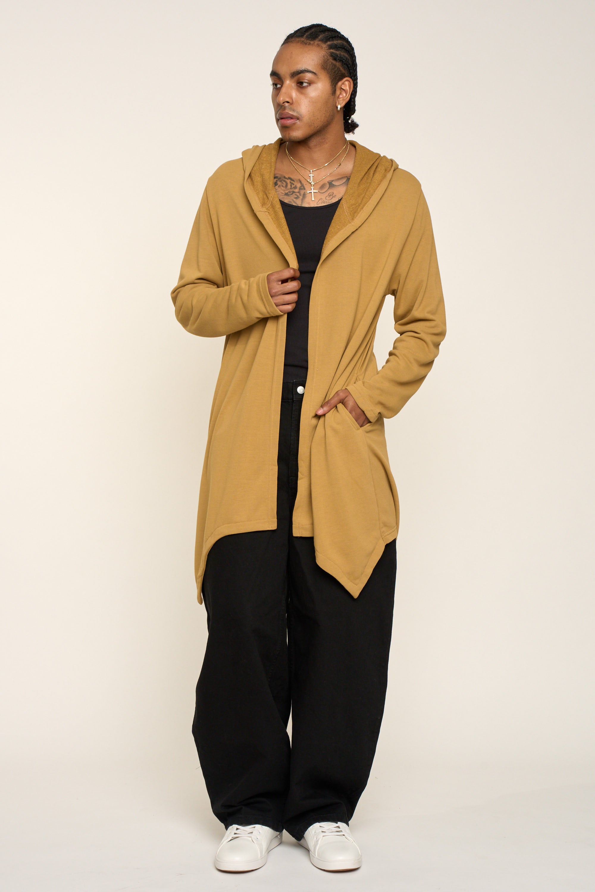 Long Length Drape Cape Cardigan Hoodie