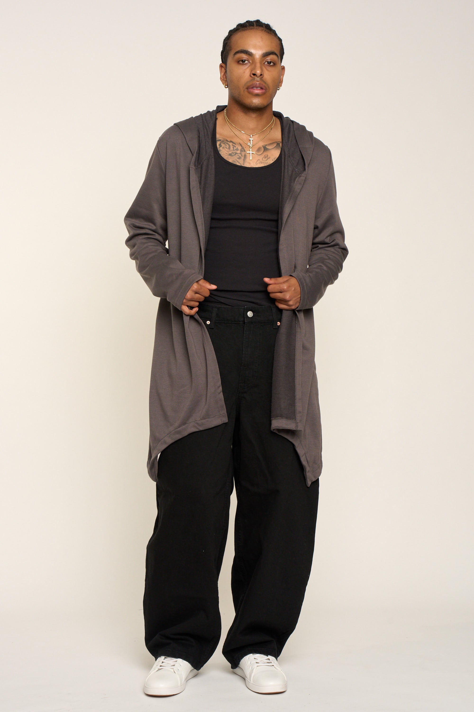 Long Length Drape Cape Cardigan Hoodie