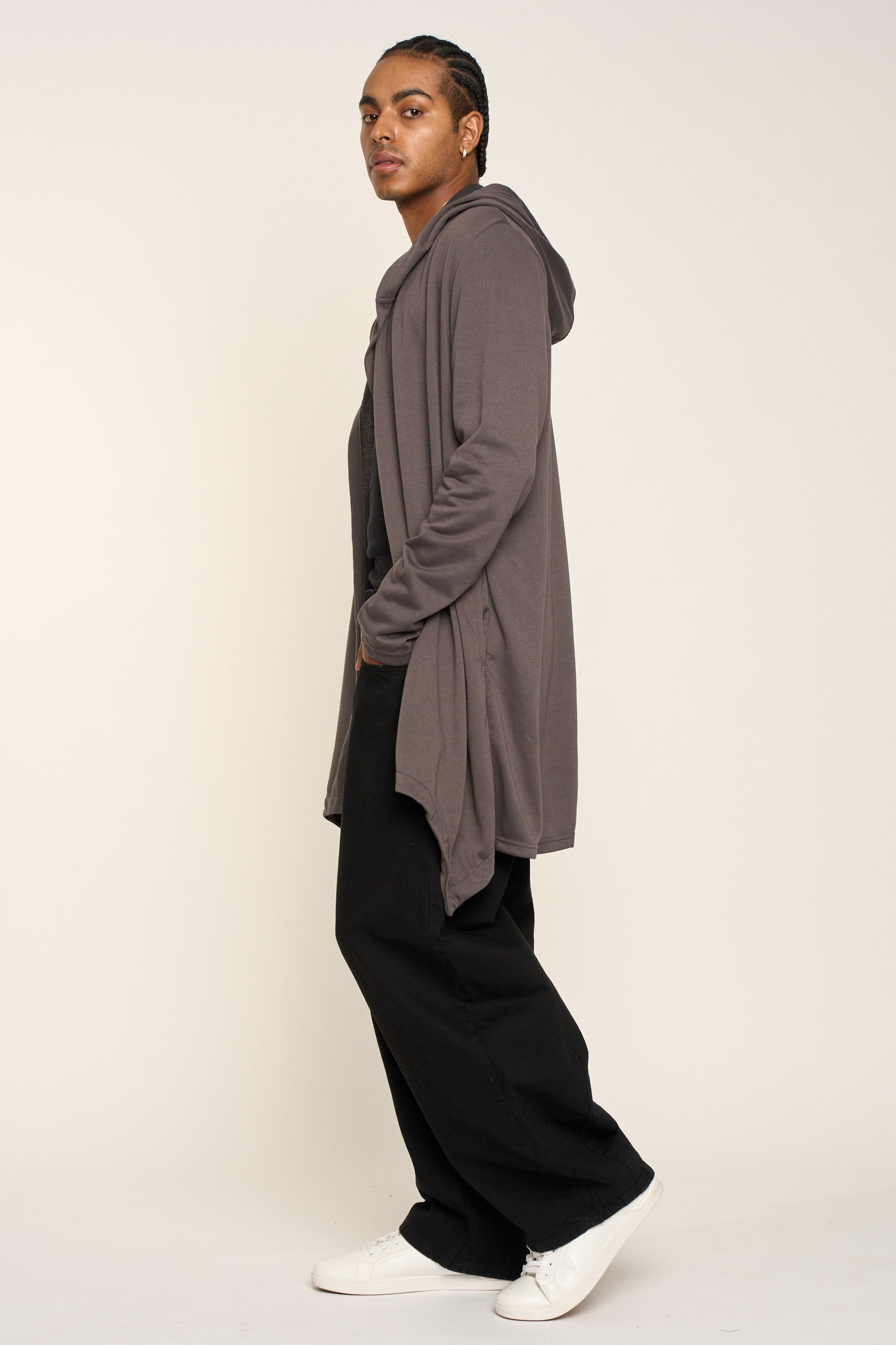 Long Length Drape Cape Cardigan Hoodie