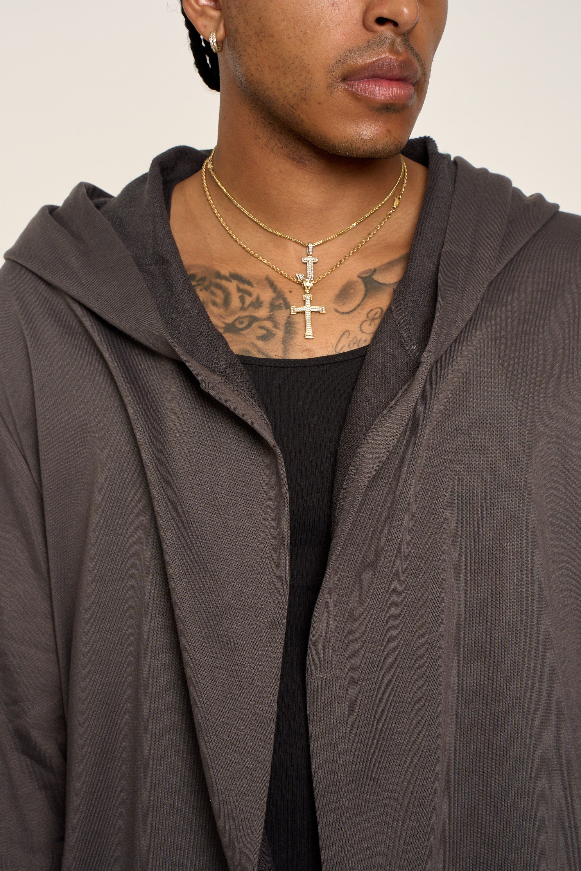 Long Length Drape Cape Cardigan Hoodie