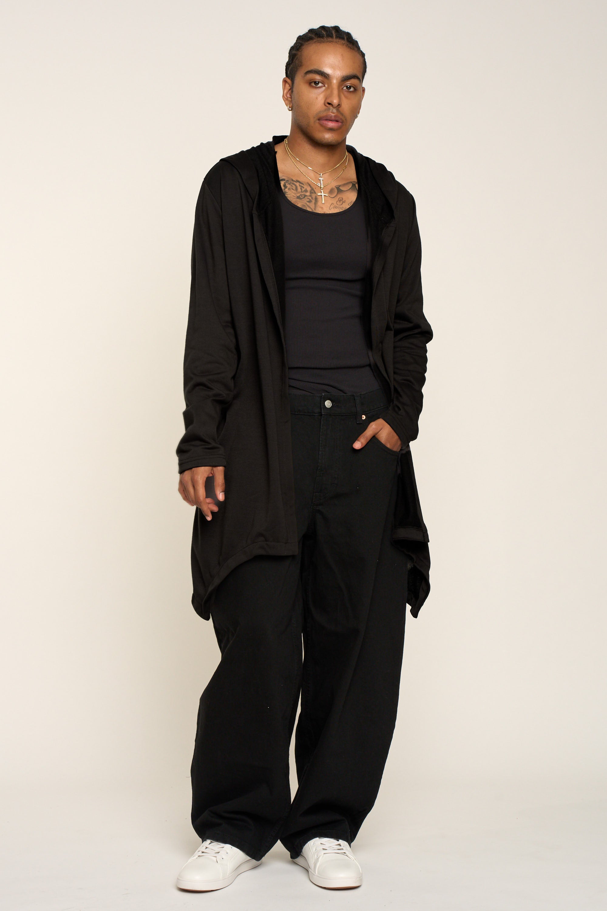 Long Length Drape Cape Cardigan Hoodie