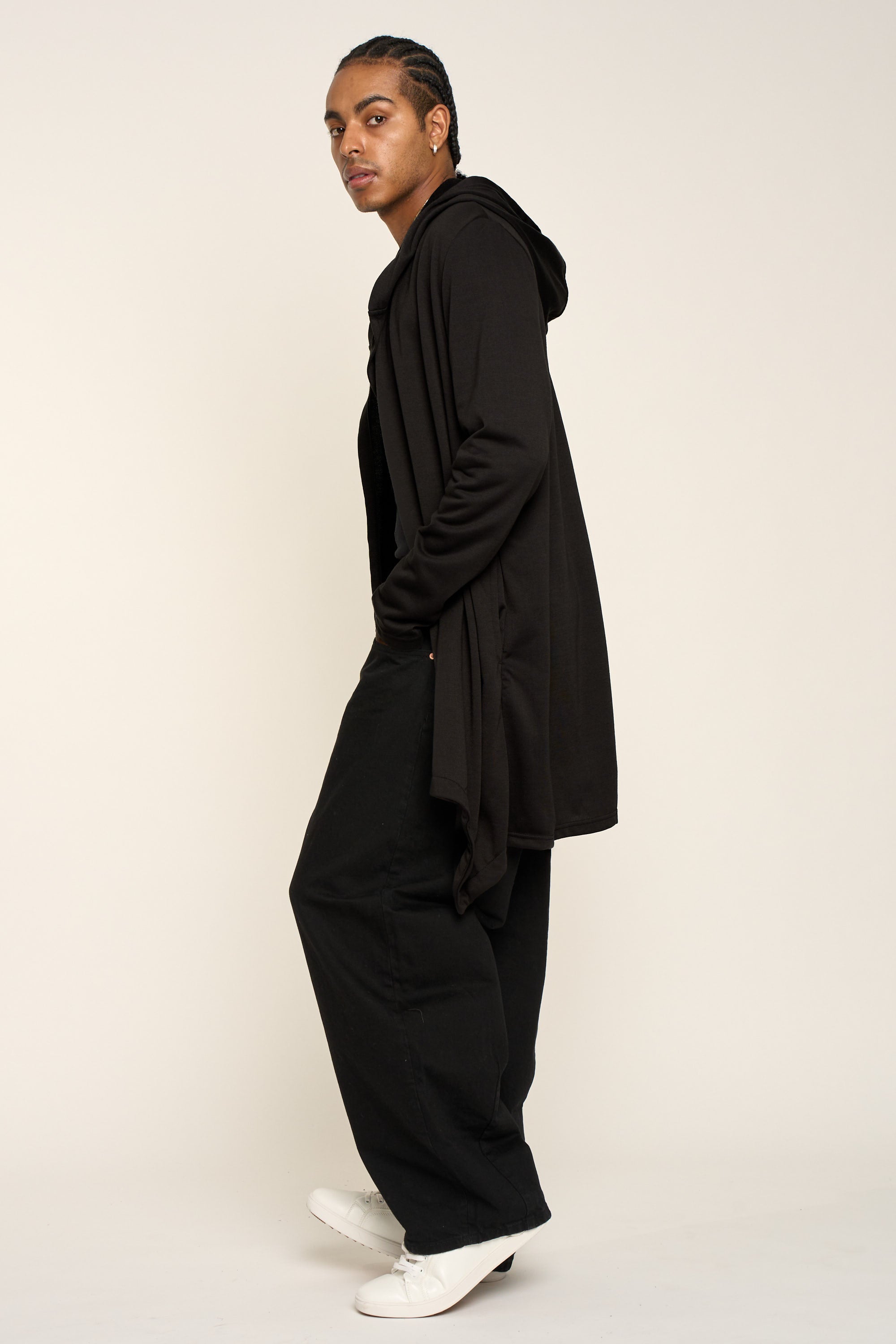 Long Length Drape Cape Cardigan Hoodie