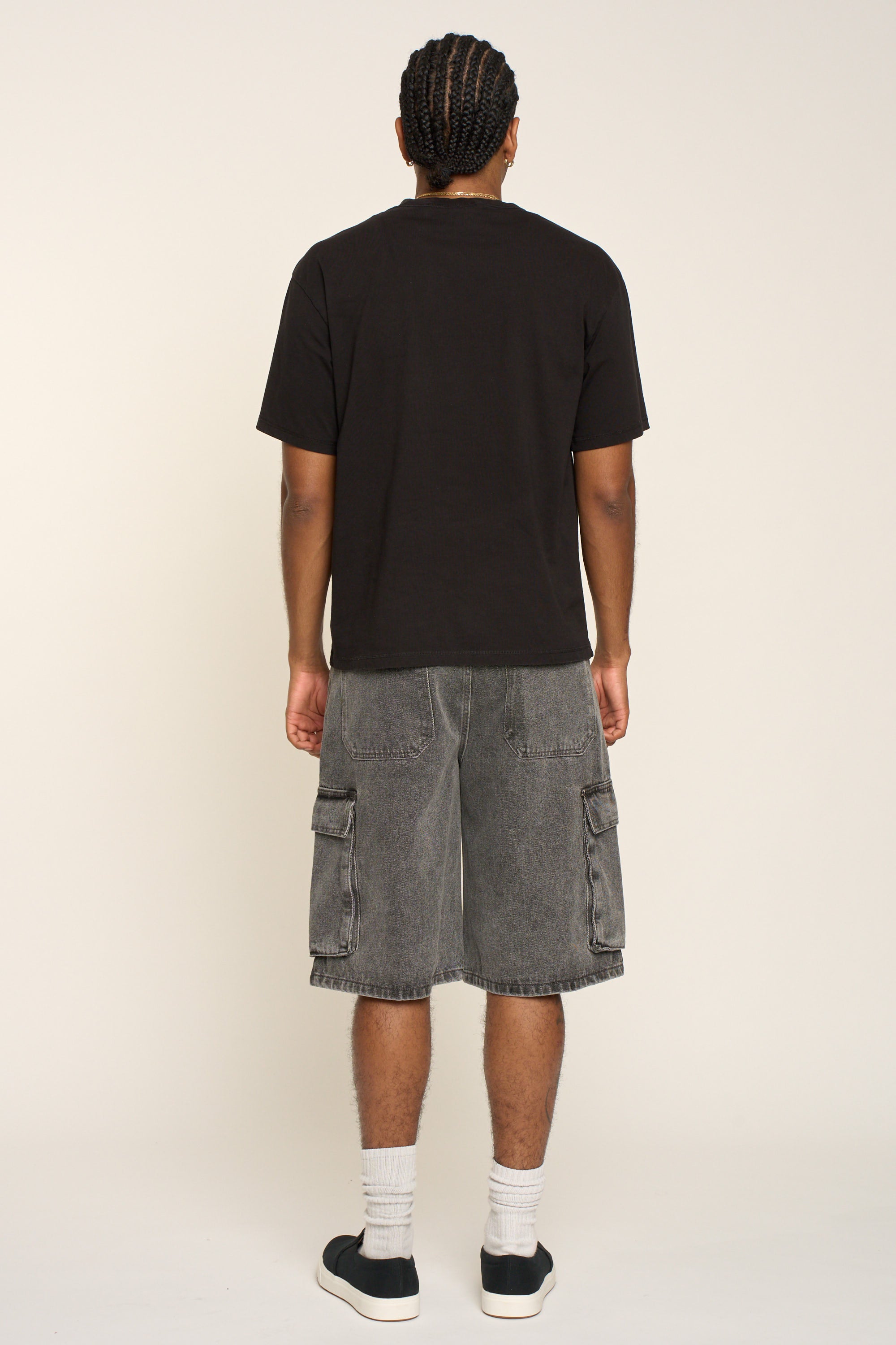 Baggy Fit Cargo Denim Shorts