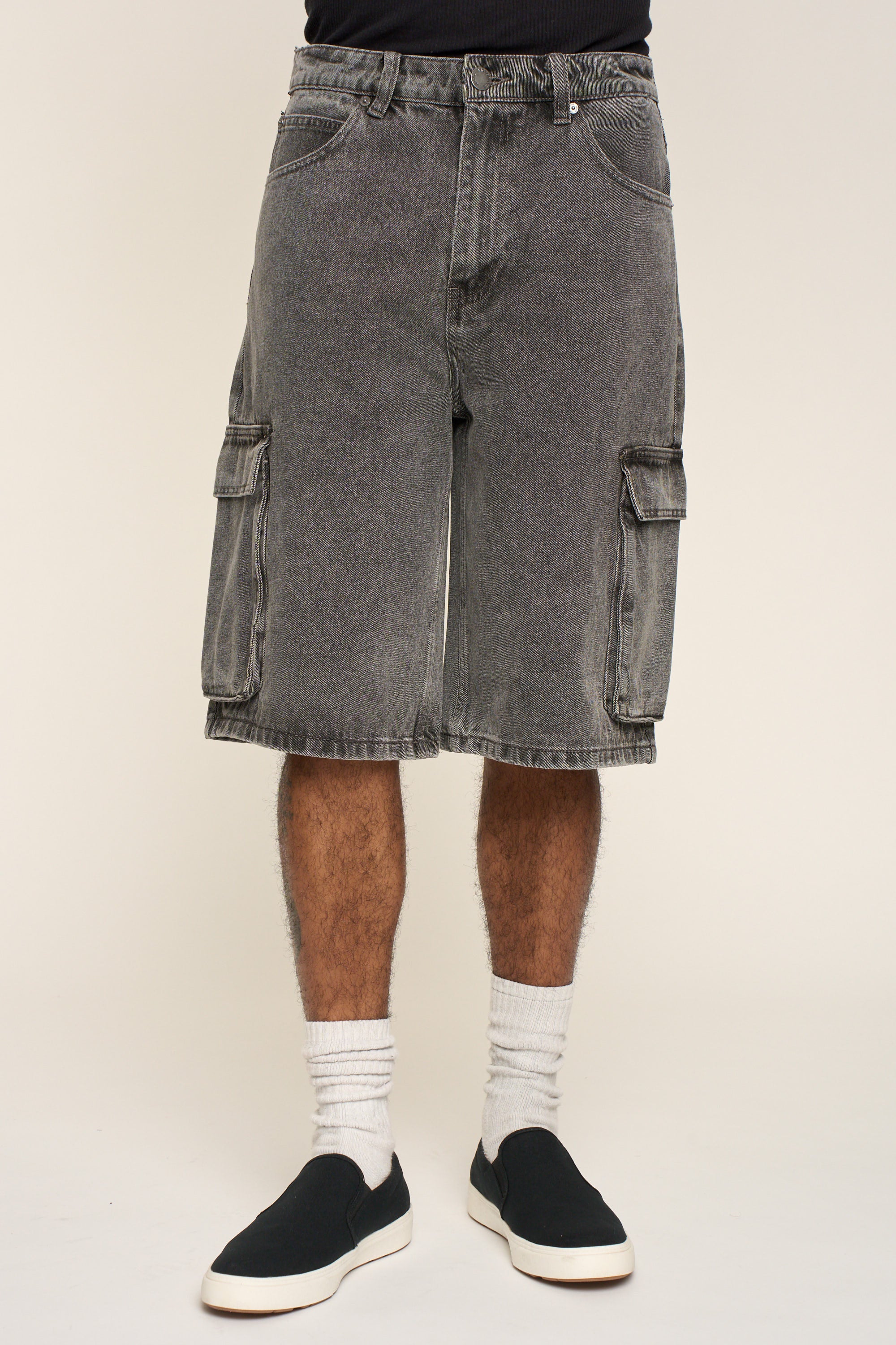 Baggy Fit Cargo Denim Shorts