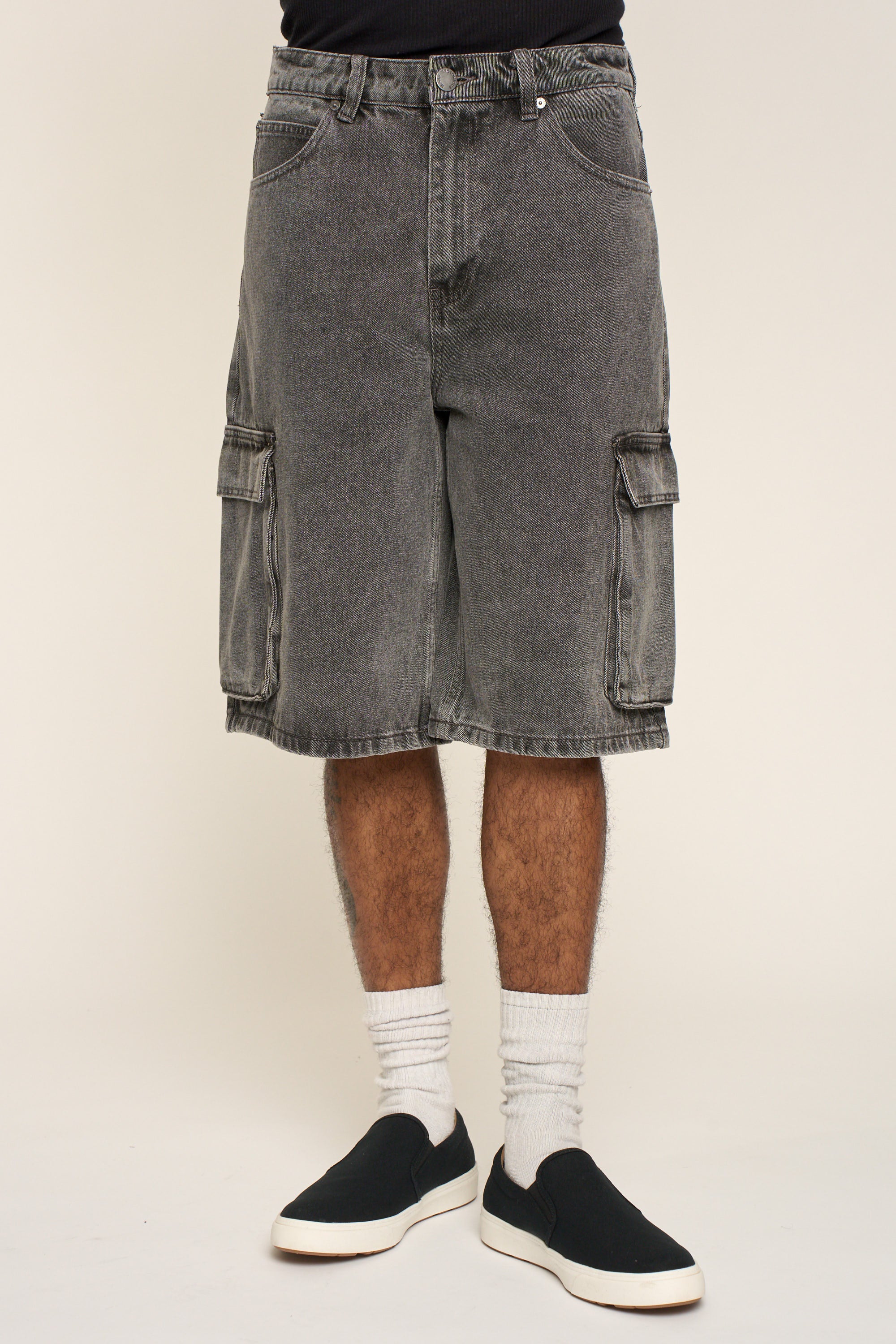 Baggy Fit Cargo Denim Shorts