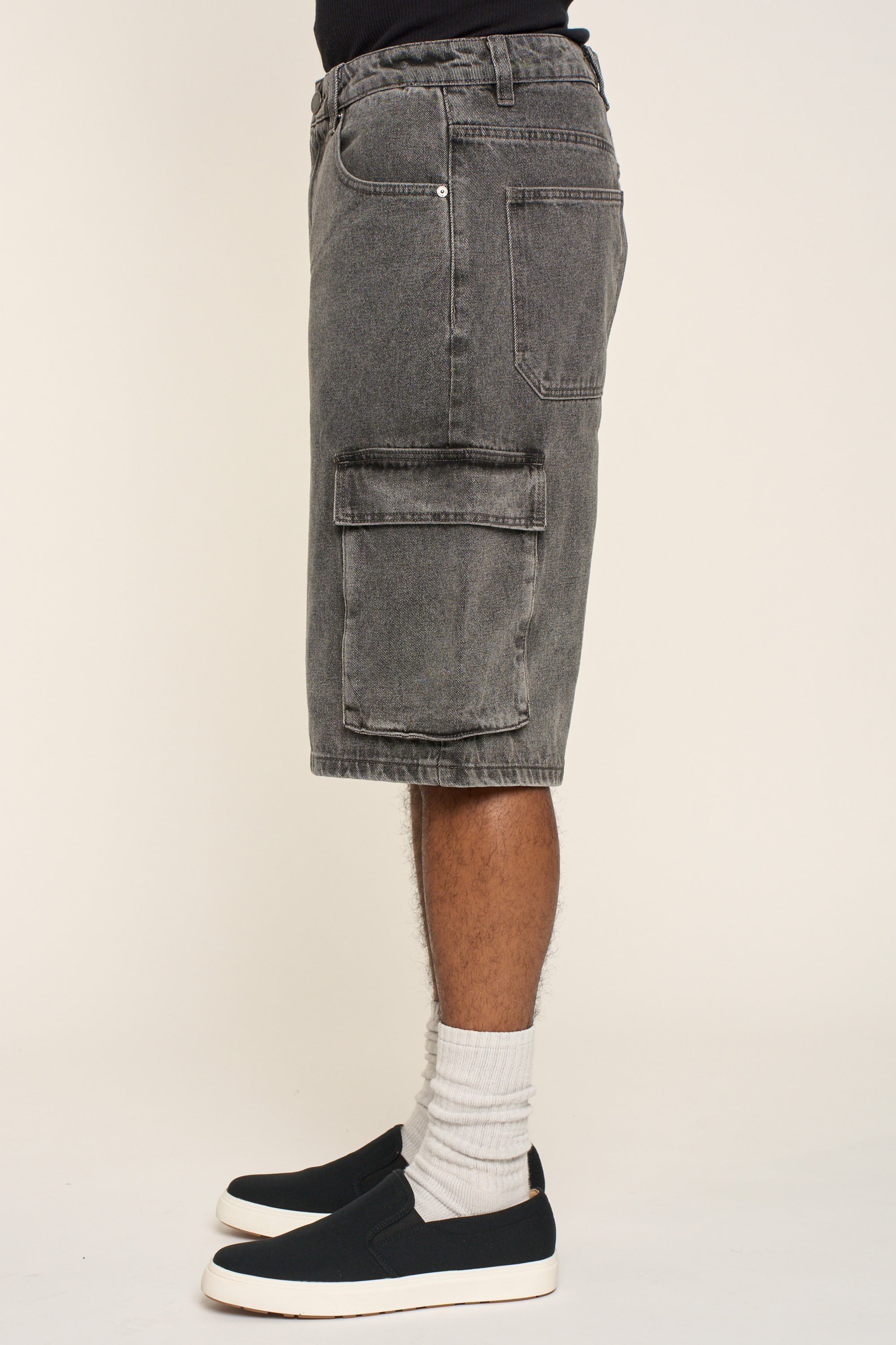 Baggy Fit Cargo Denim Shorts
