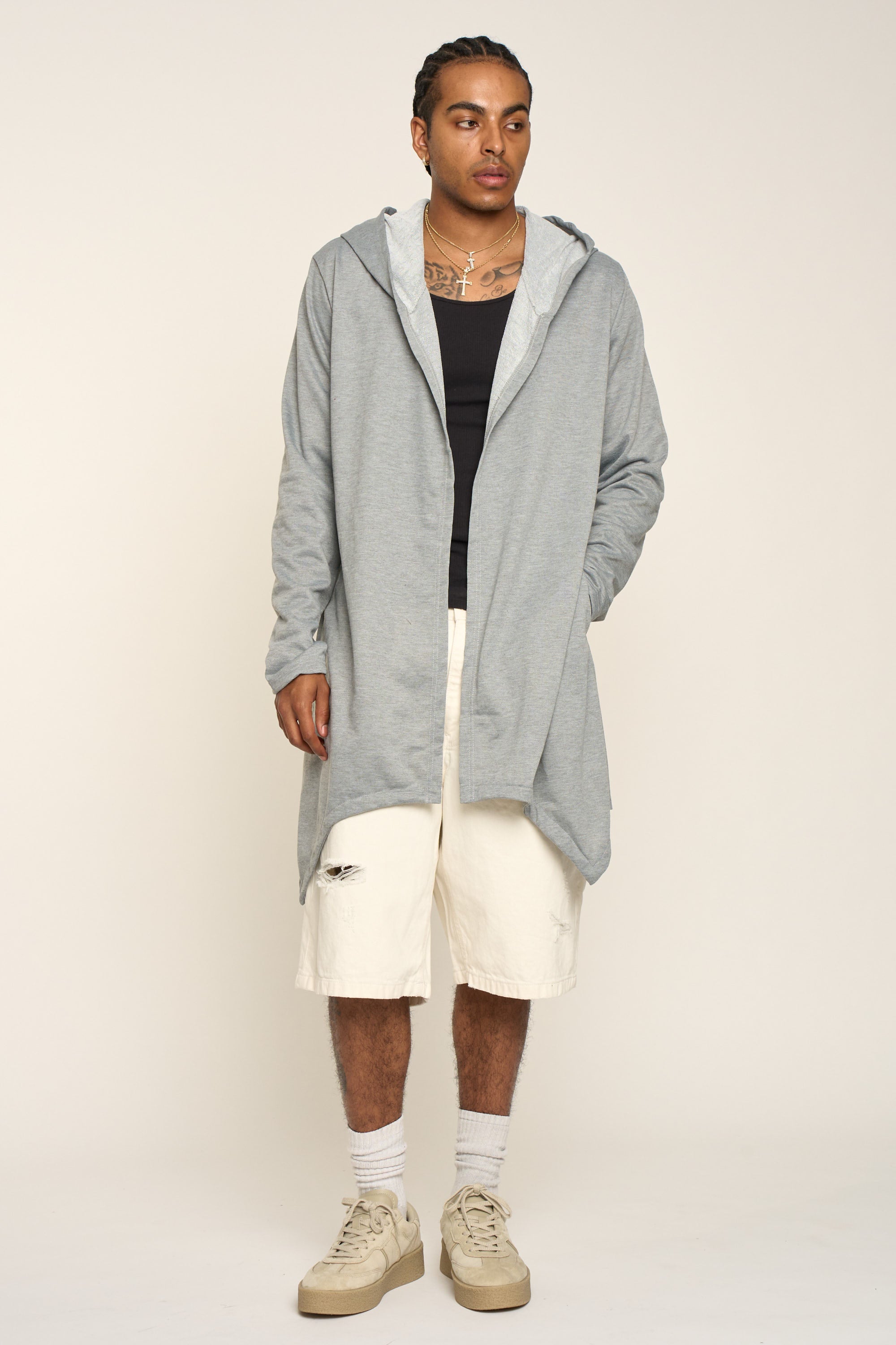 Long Length Drape Cape Cardigan Hoodie