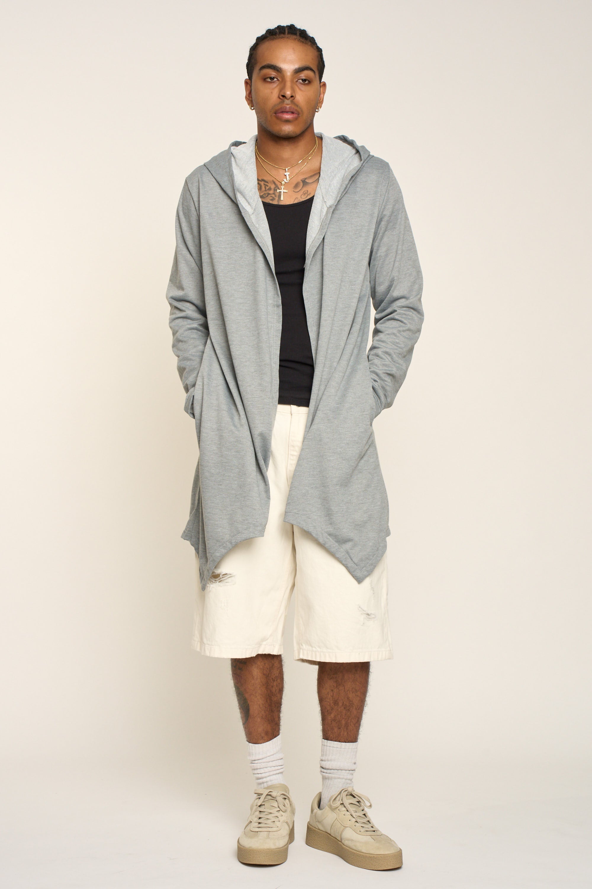 Long Length Drape Cape Cardigan Hoodie