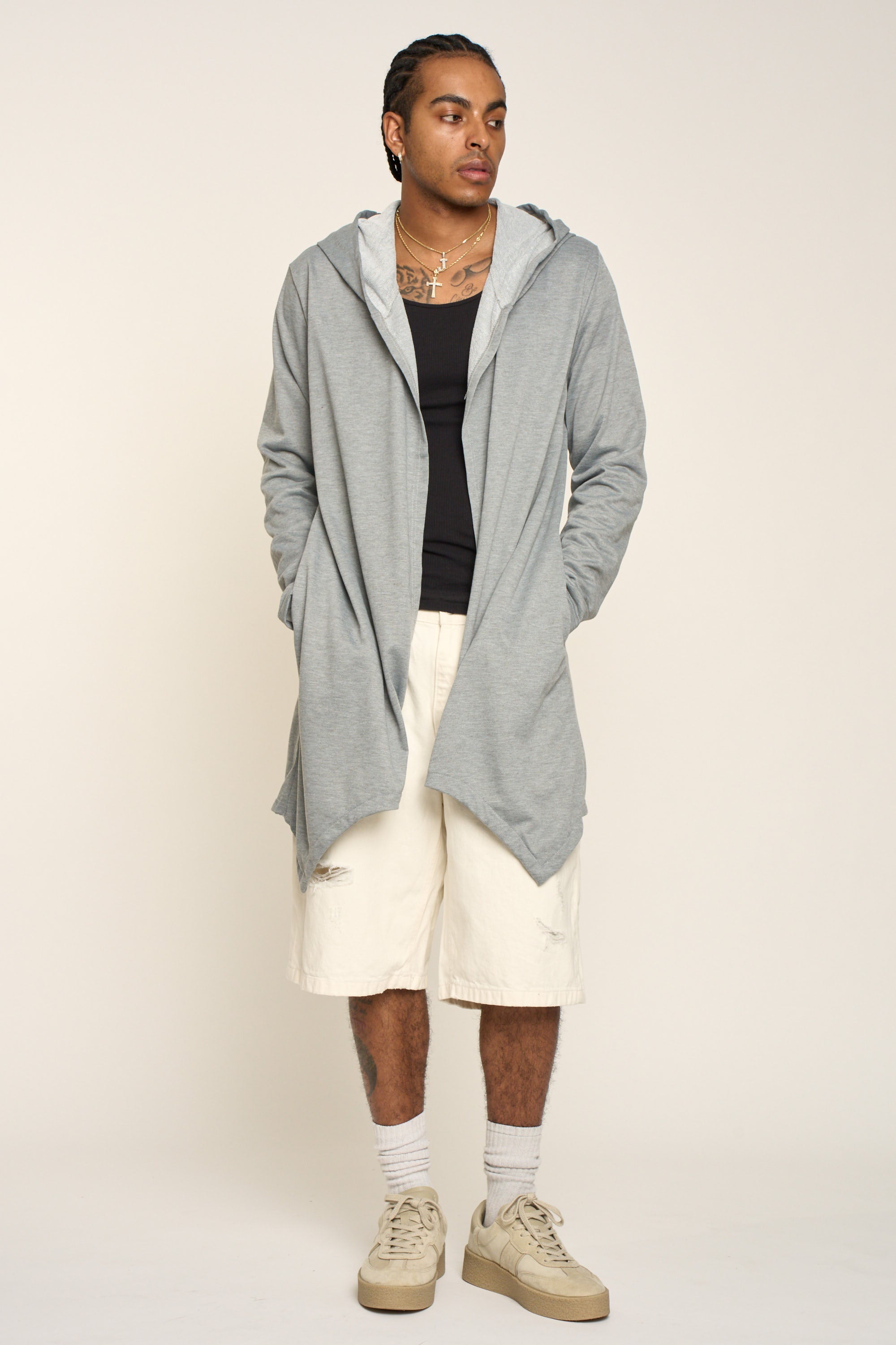 Long Length Drape Cape Cardigan Hoodie