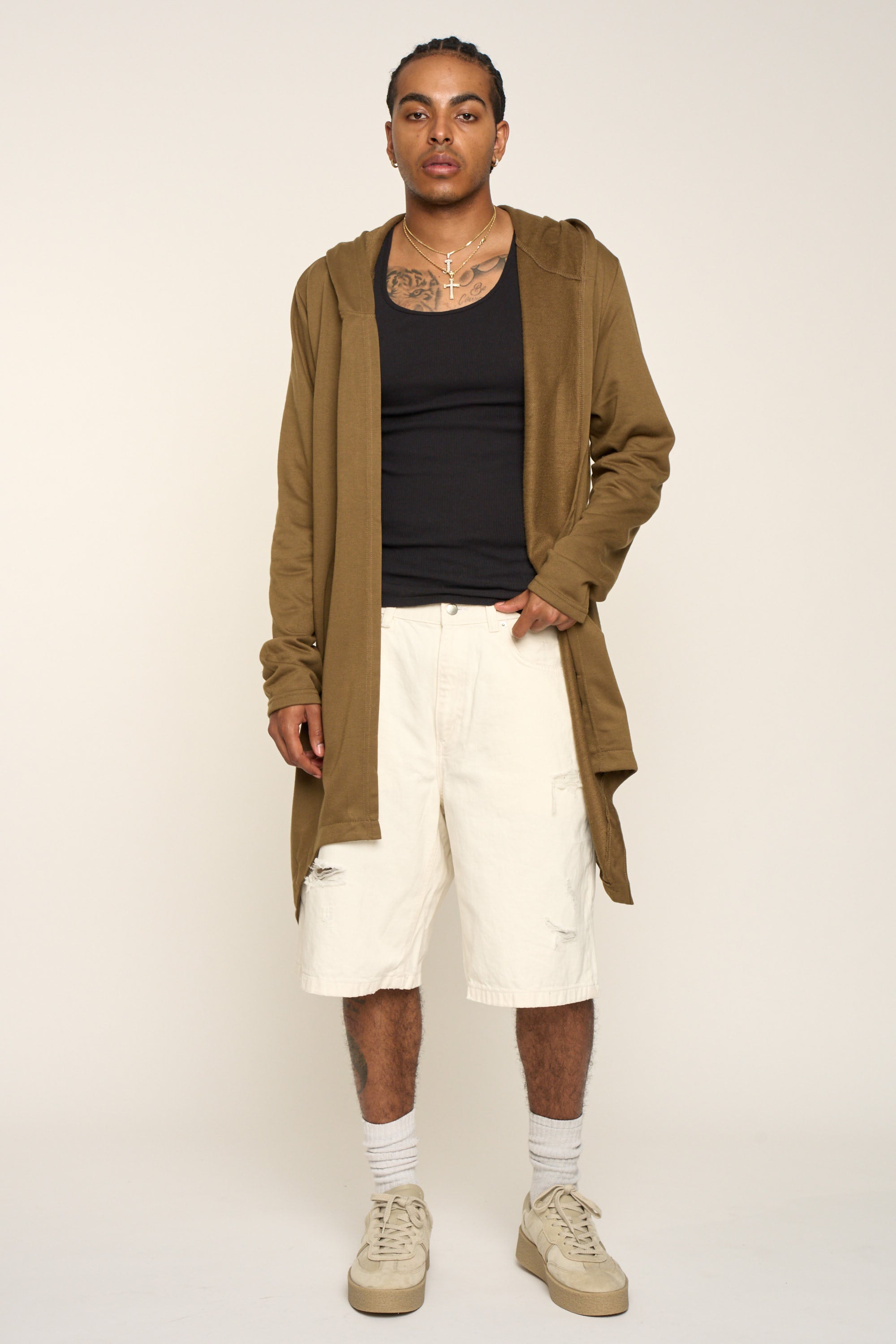 Long Length Drape Cape Cardigan Hoodie