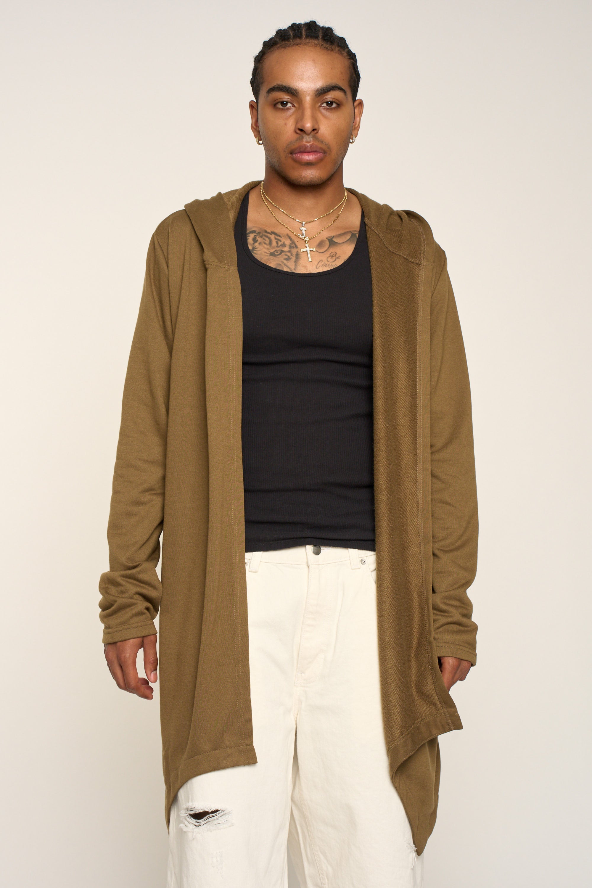 Long Length Drape Cape Cardigan Hoodie