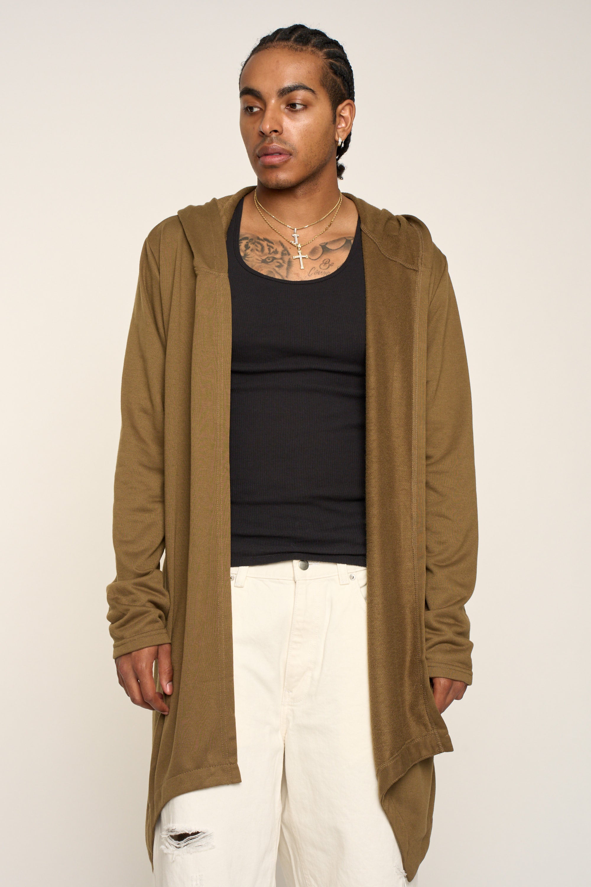 Long Length Drape Cape Cardigan Hoodie
