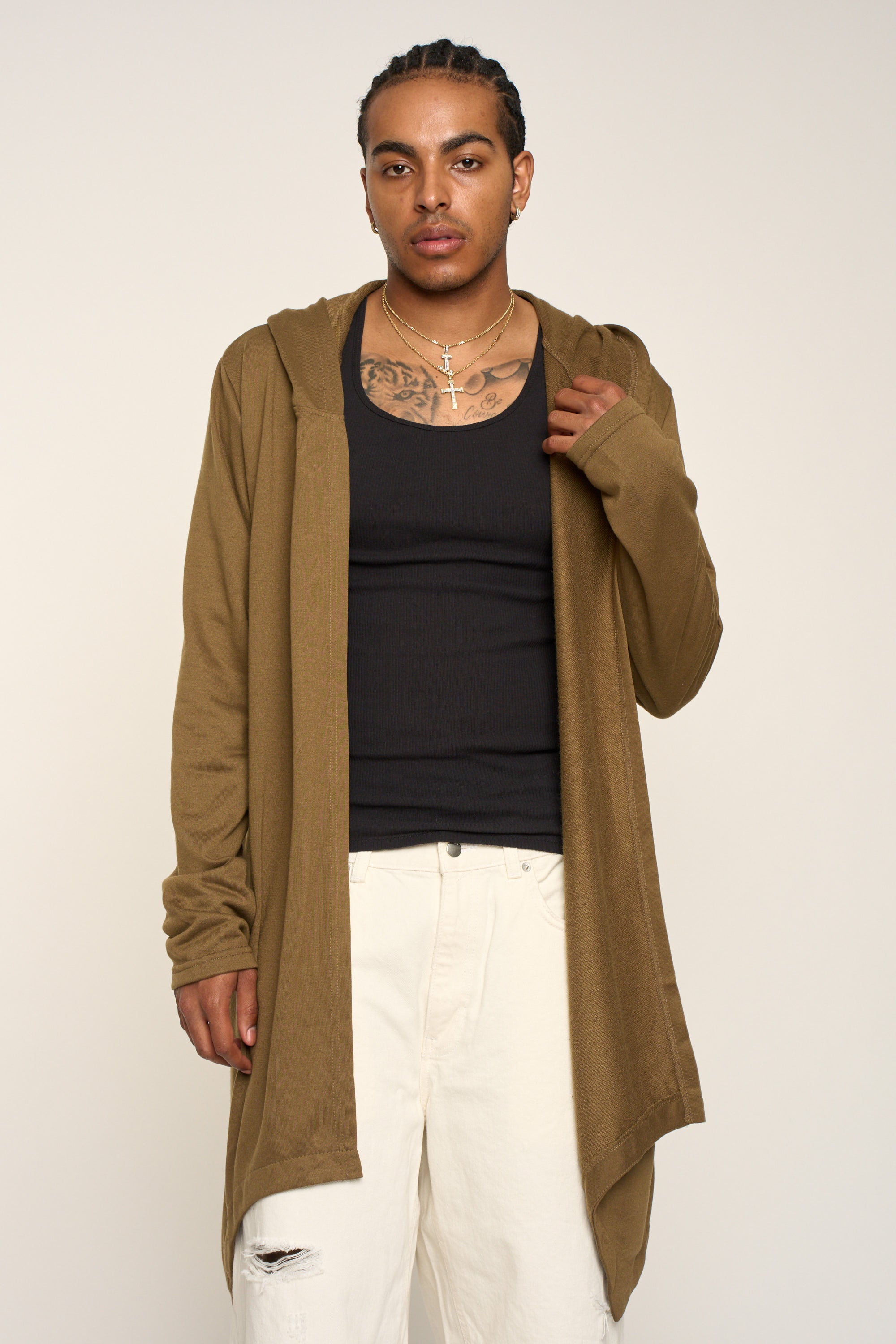 Long Length Drape Cape Cardigan Hoodie