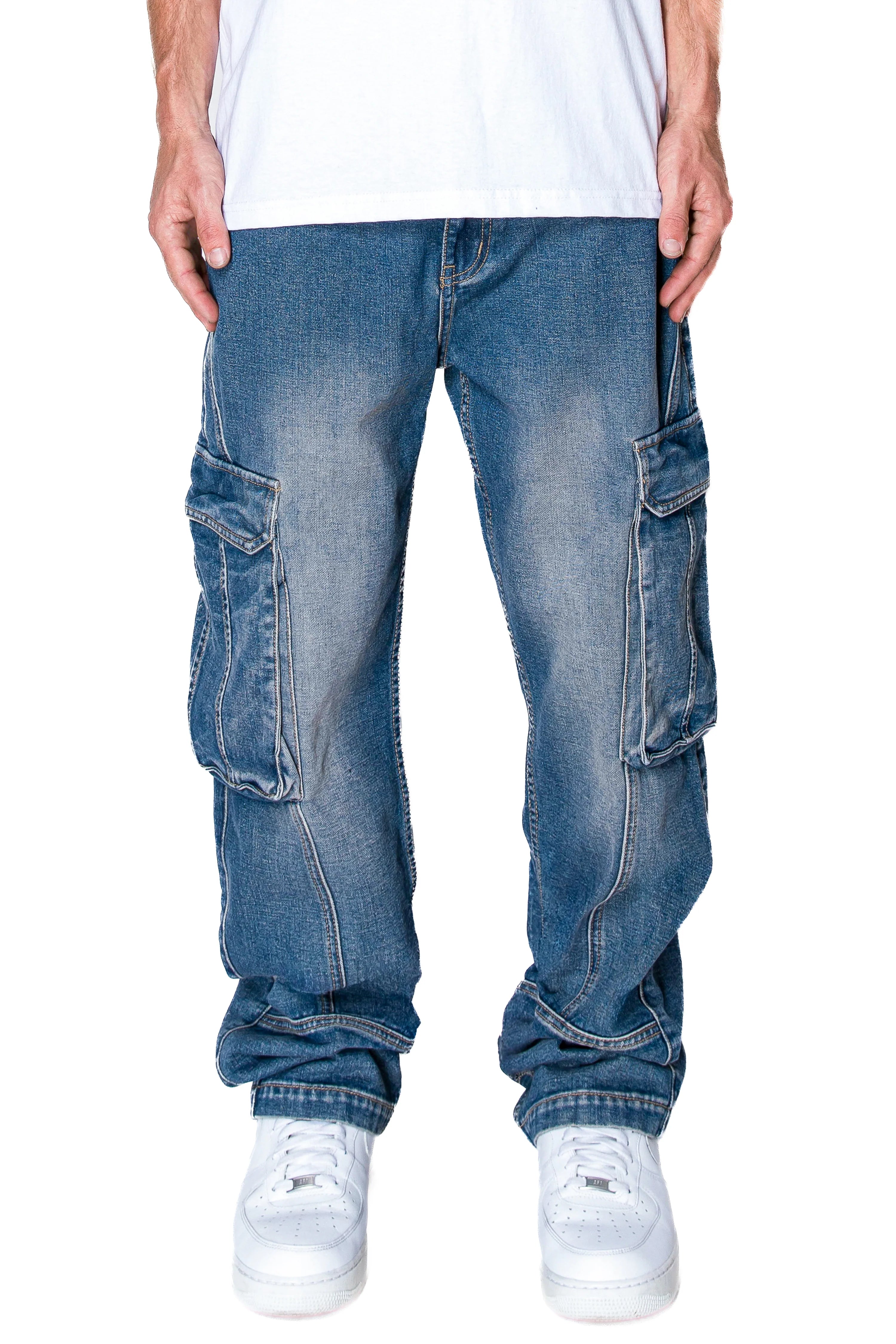 Men's Baggy Fit Cargo Denim Jeans