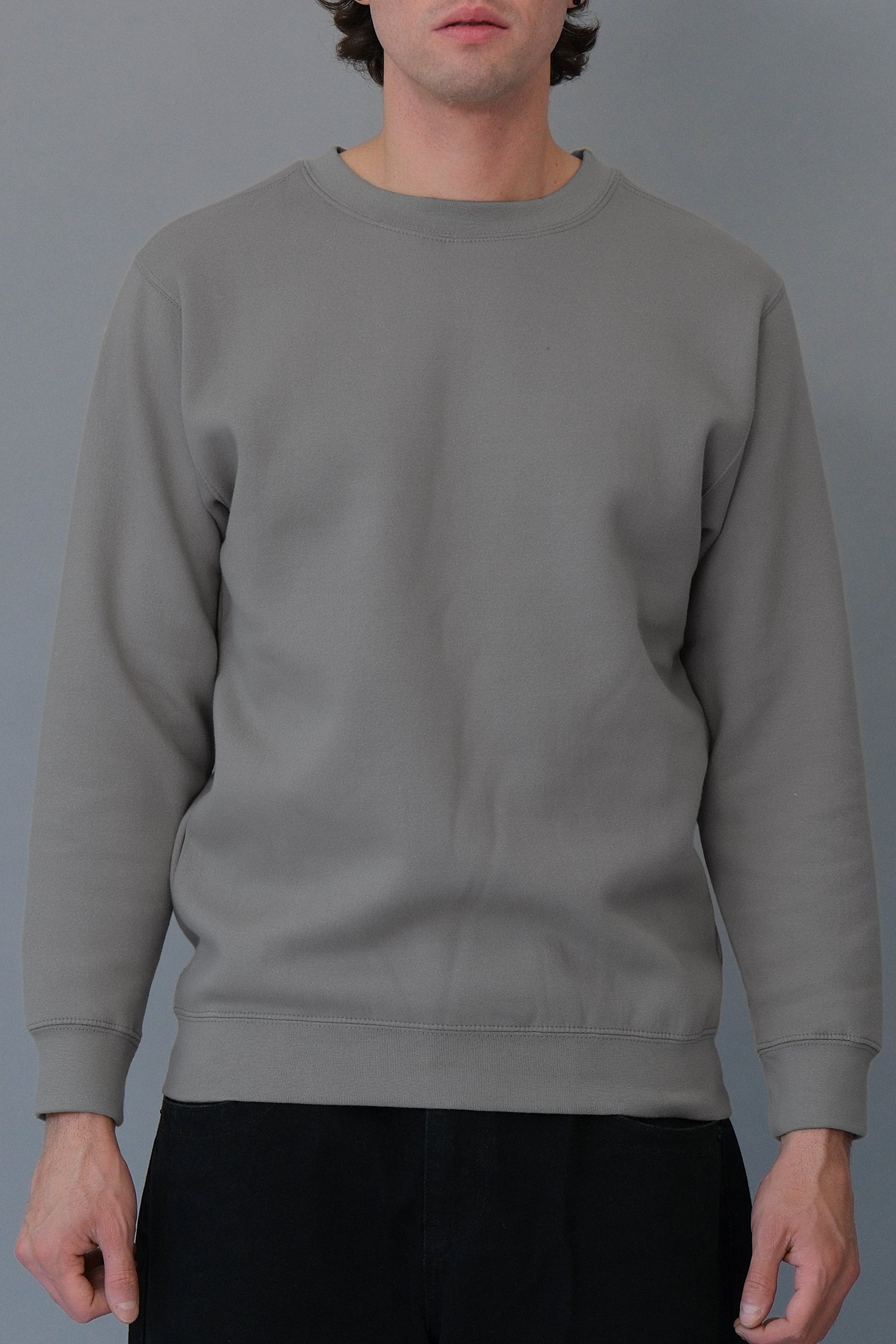 Basic Solid Crew-Neck Sweatshirt