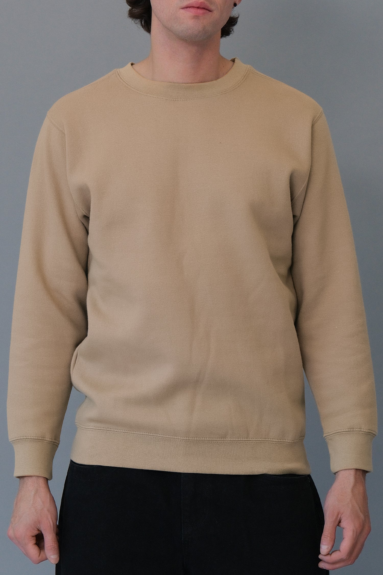 Basic Solid Crew-Neck Sweatshirt