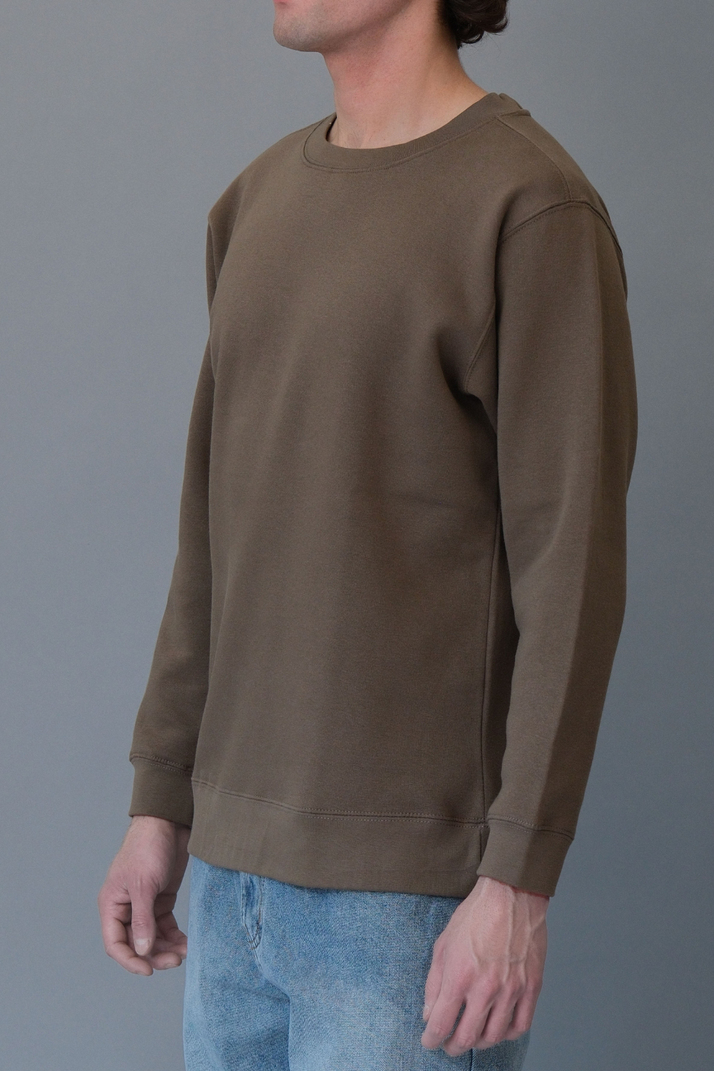Basic Solid Crew-Neck Sweatshirt