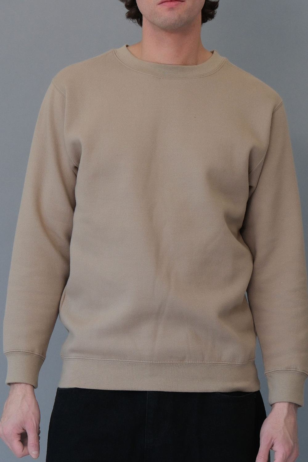 Basic Solid Crew-Neck Sweatshirt