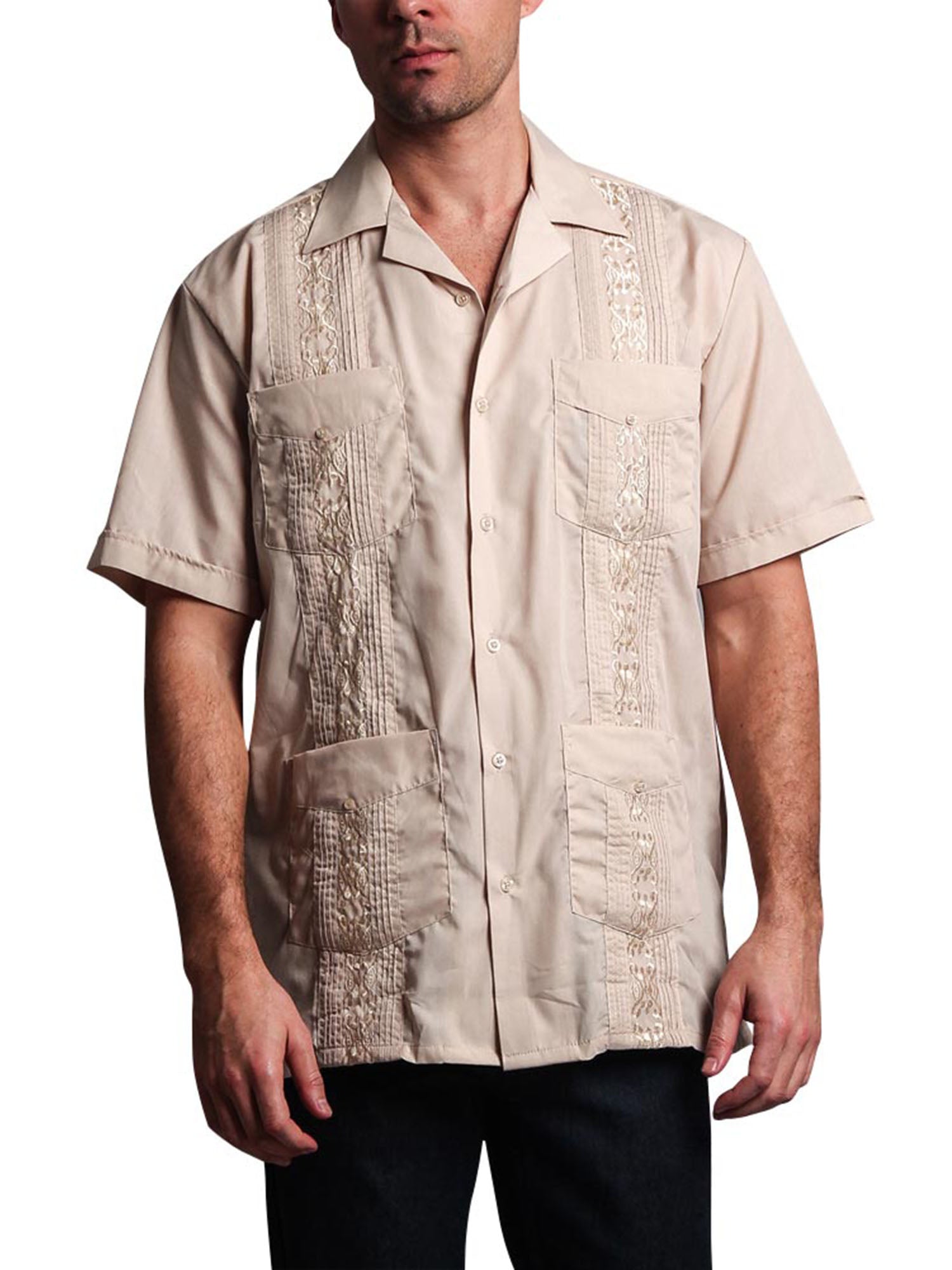 Guayabera Embroidered Pleated Cuban Shirt