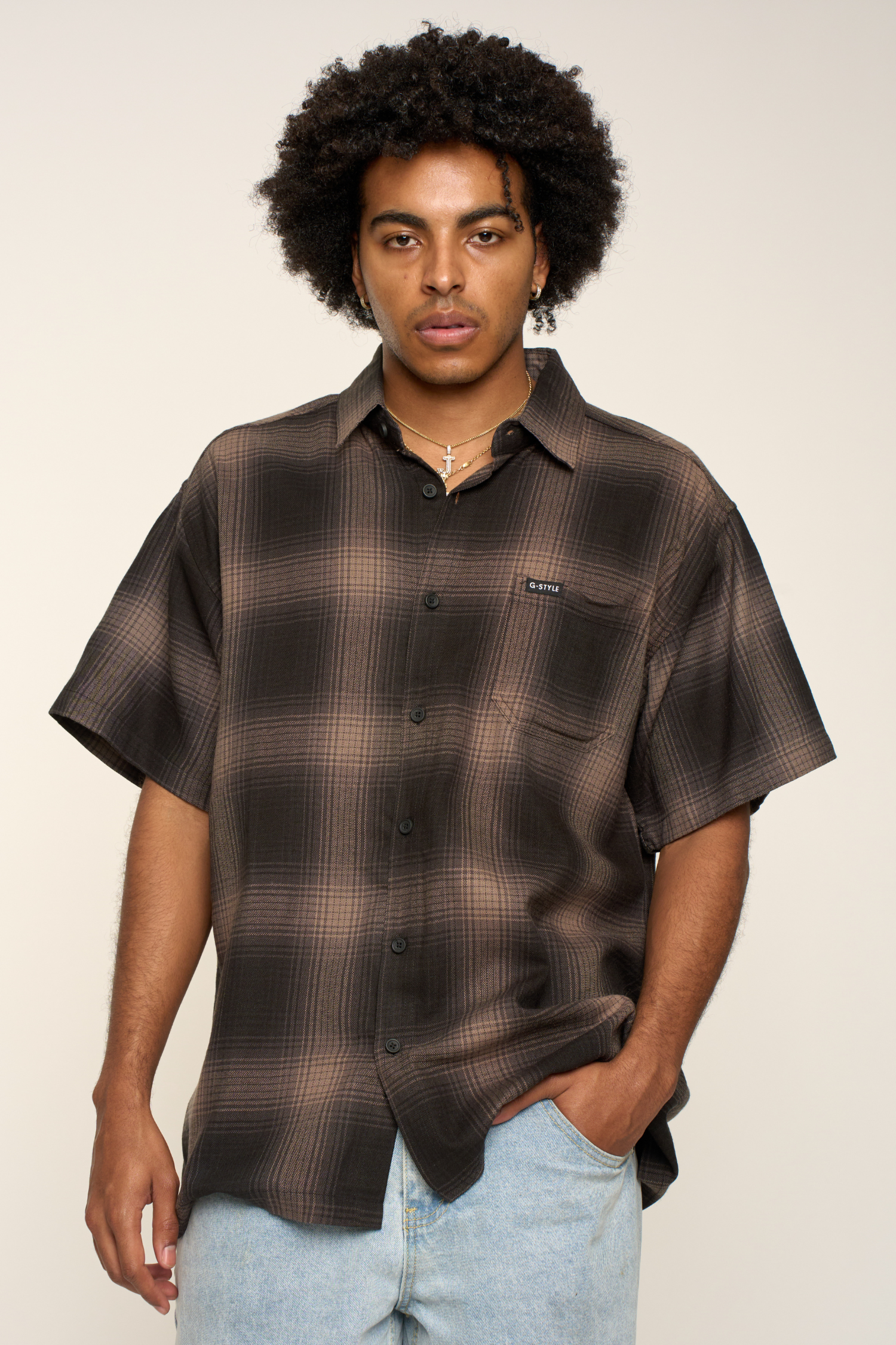 Plaid Short Sleeve Button Up Shirt