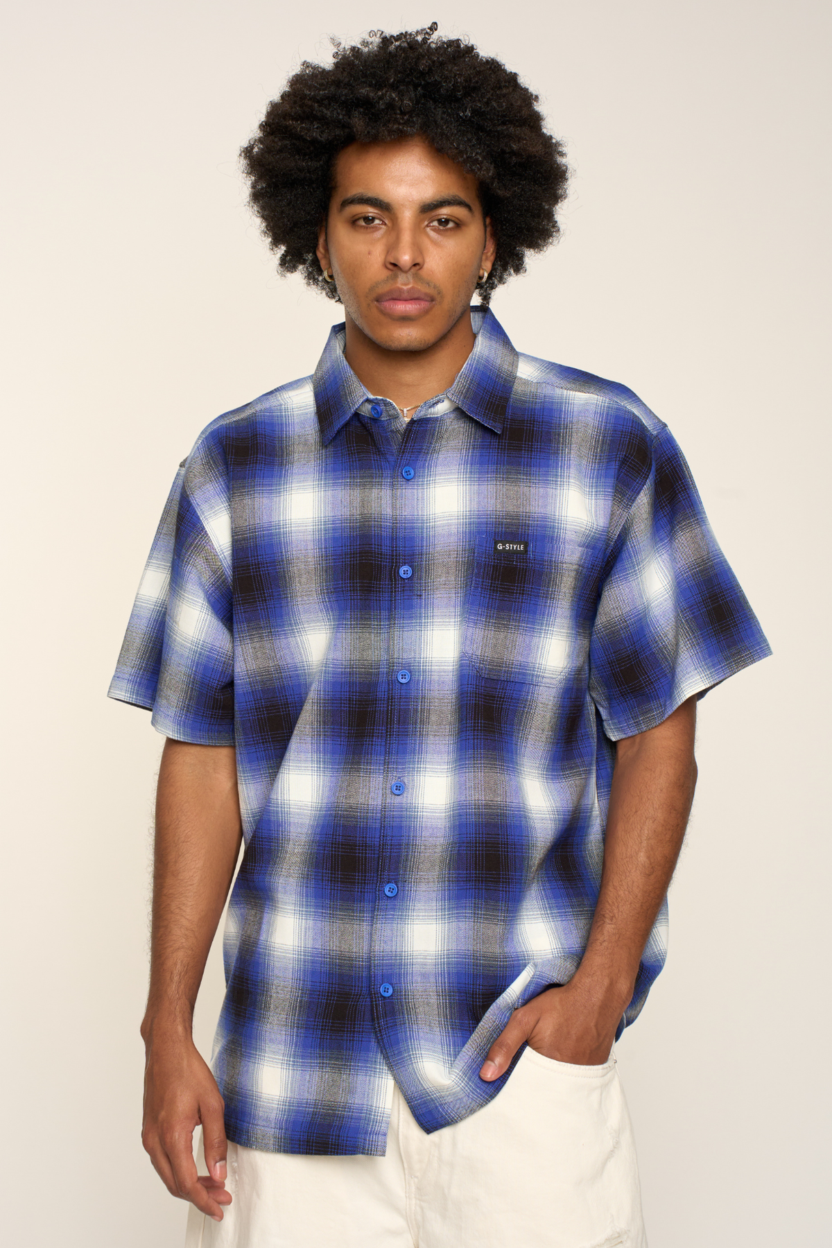 blue and white plaid dress shirt Short Sleeve Button Up Size:Pre-Order 4 years Ted Baker XENID - Army Badges Flannel shirt Gingham check pattern