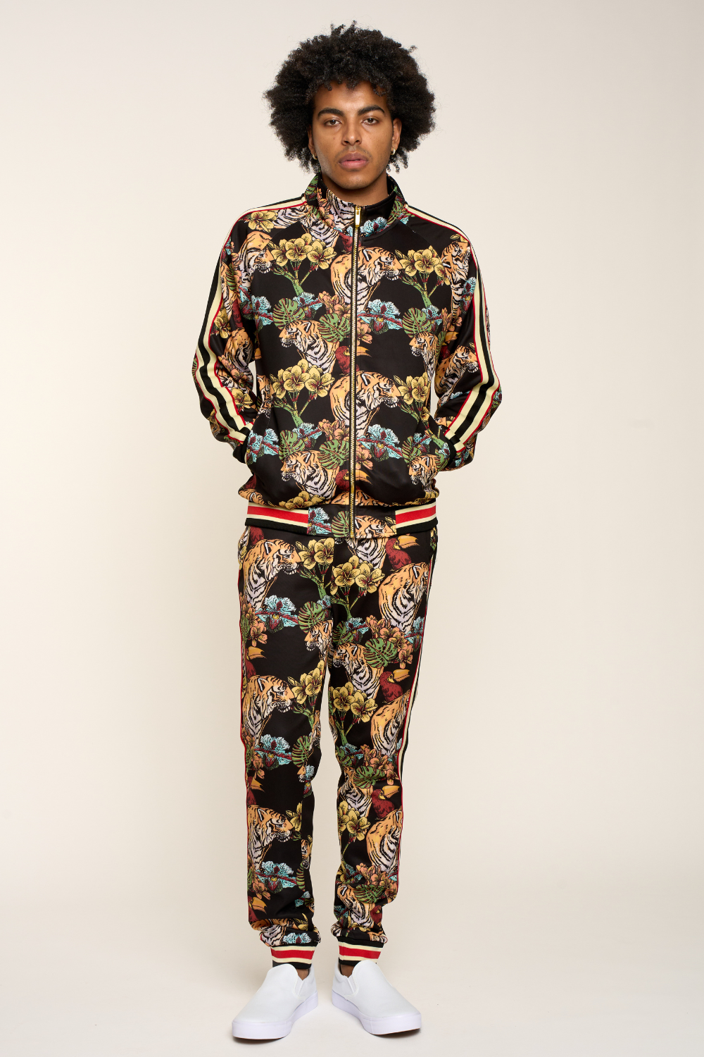 G Striped Floral Tiger Track Suit Set