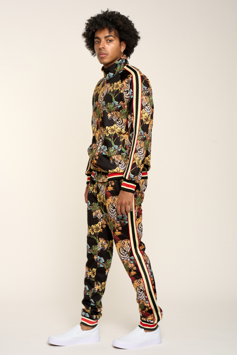 G Striped Floral Tiger Track Suit Set