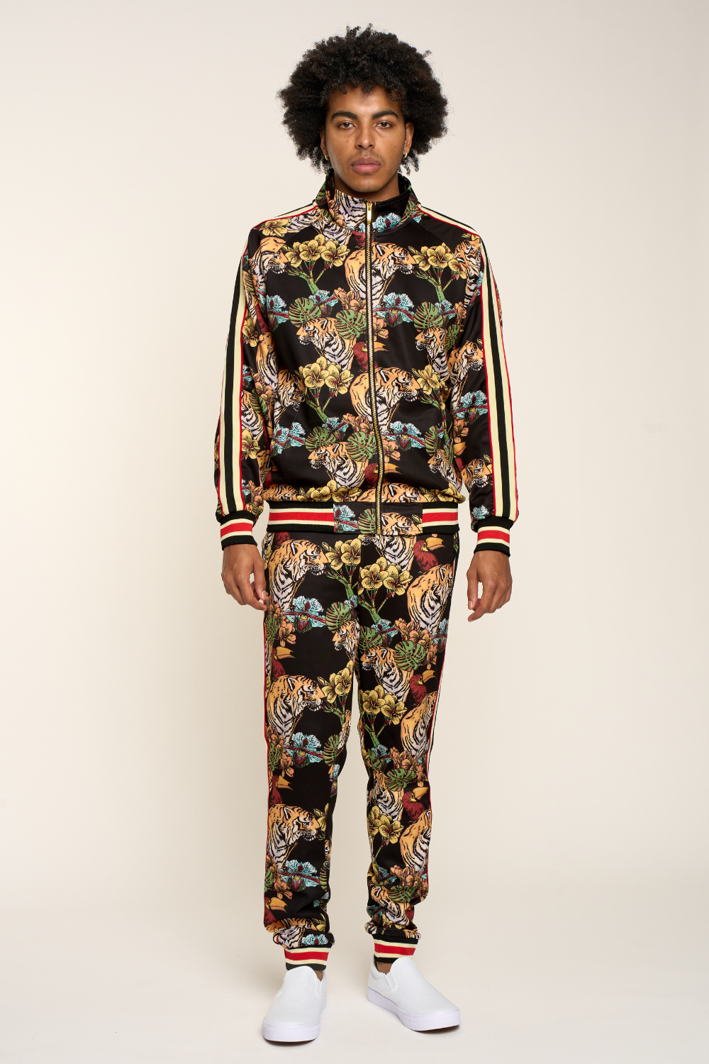 G Striped Floral Tiger Track Suit Set