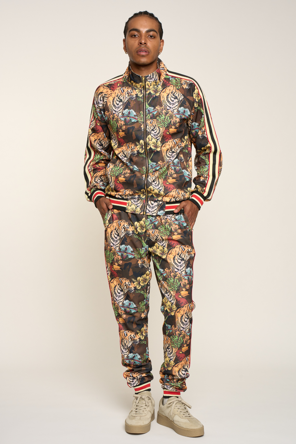 G Striped Floral Tiger Track Suit Set