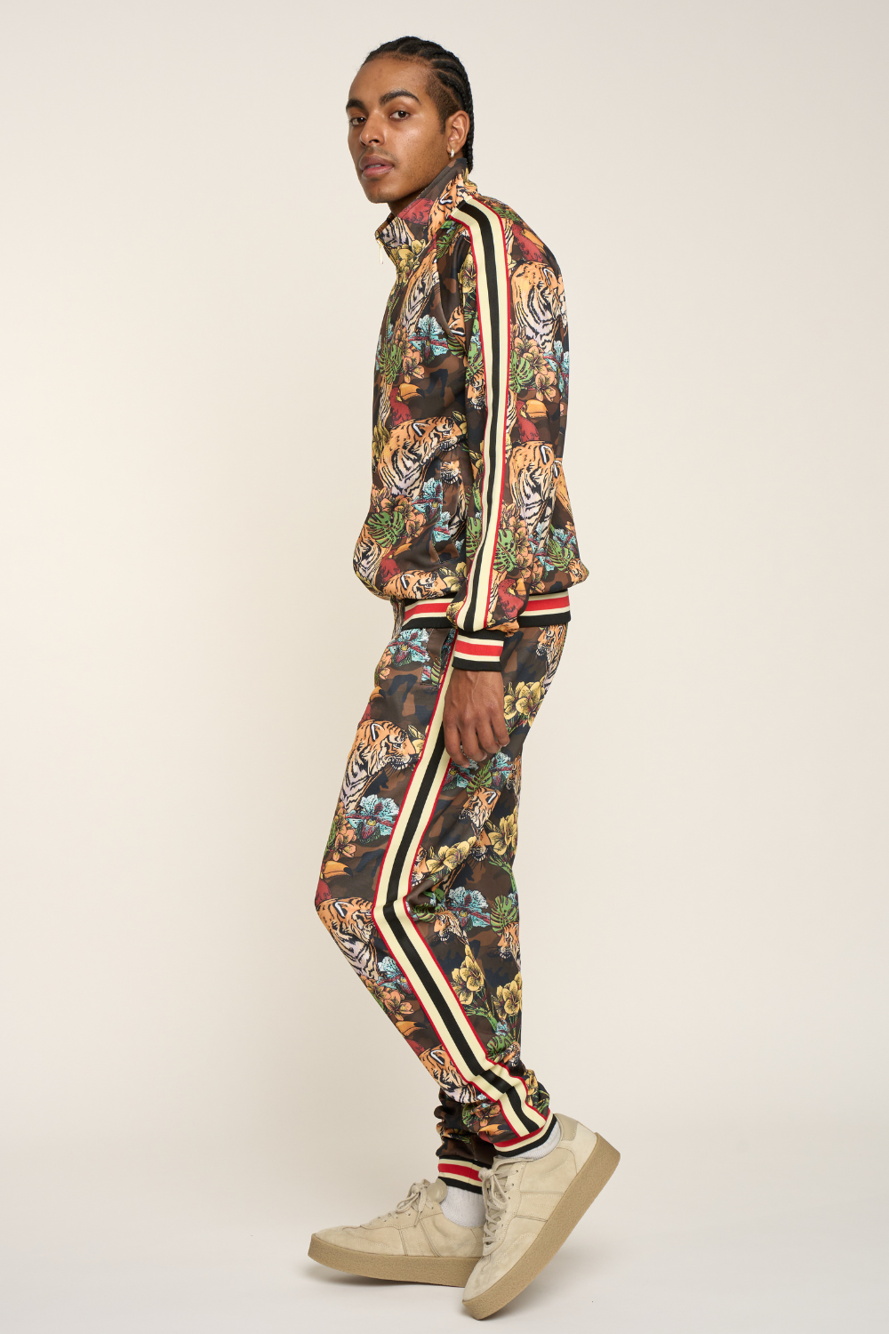 G Striped Floral Tiger Track Suit Set
