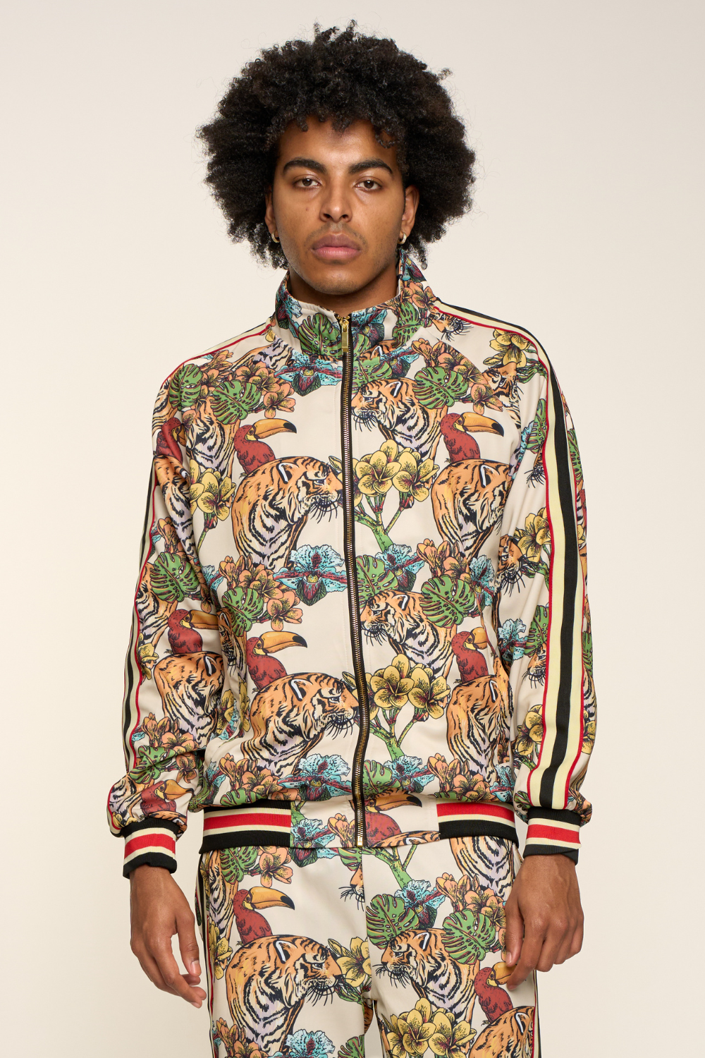 G Striped Floral Tiger Track Suit Set