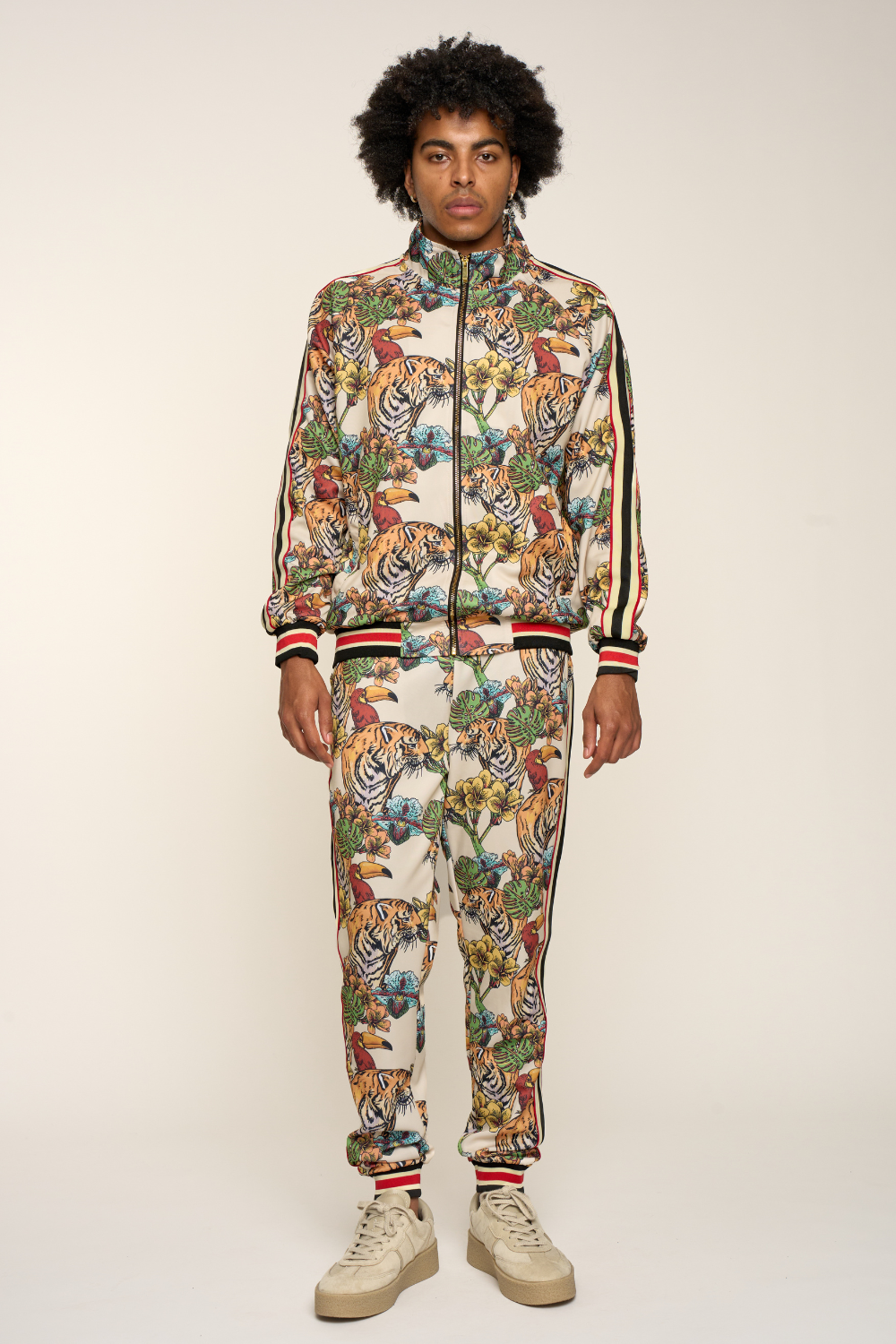 G Striped Floral Tiger Track Suit Set