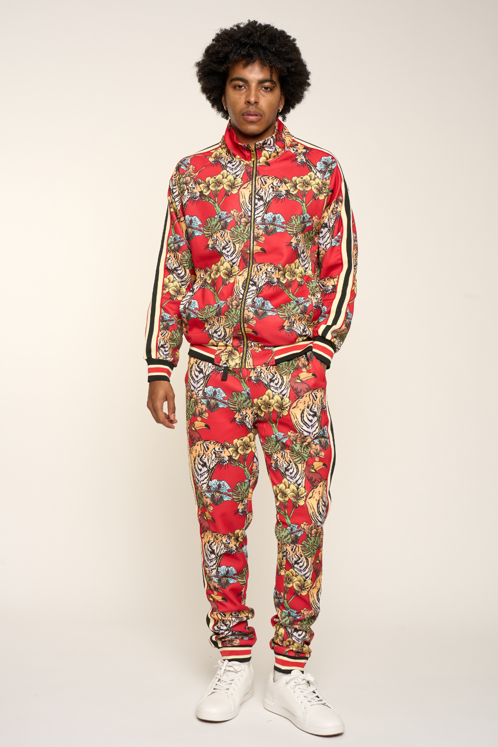 G Striped Floral Tiger Track Suit Set