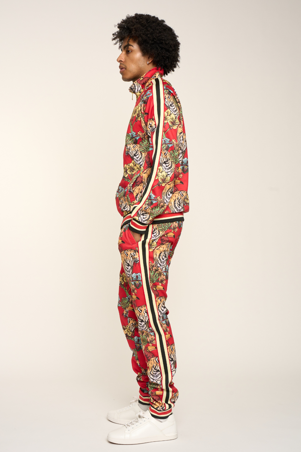 G Striped Floral Tiger Track Suit Set