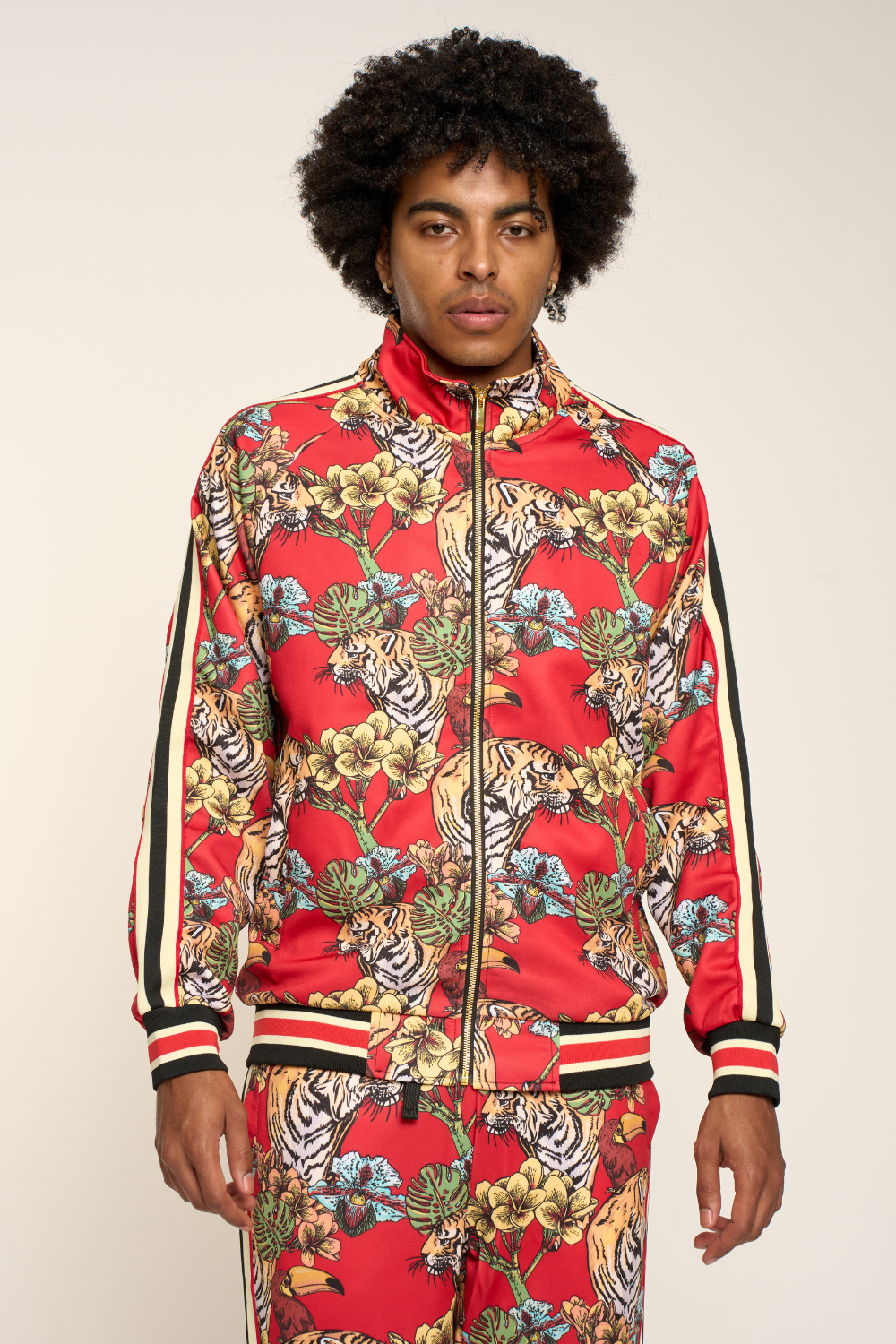 G Striped Floral Tiger Track Suit Set