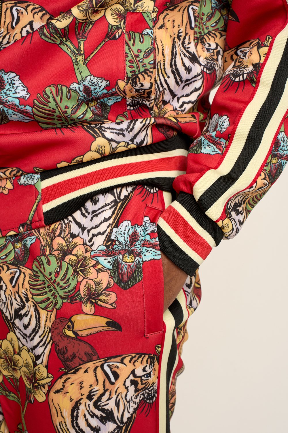 G Striped Floral Tiger Track Suit Set