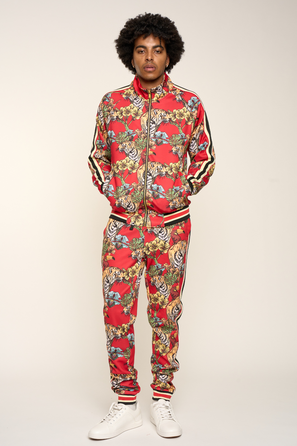 G Striped Floral Tiger Track Suit Set