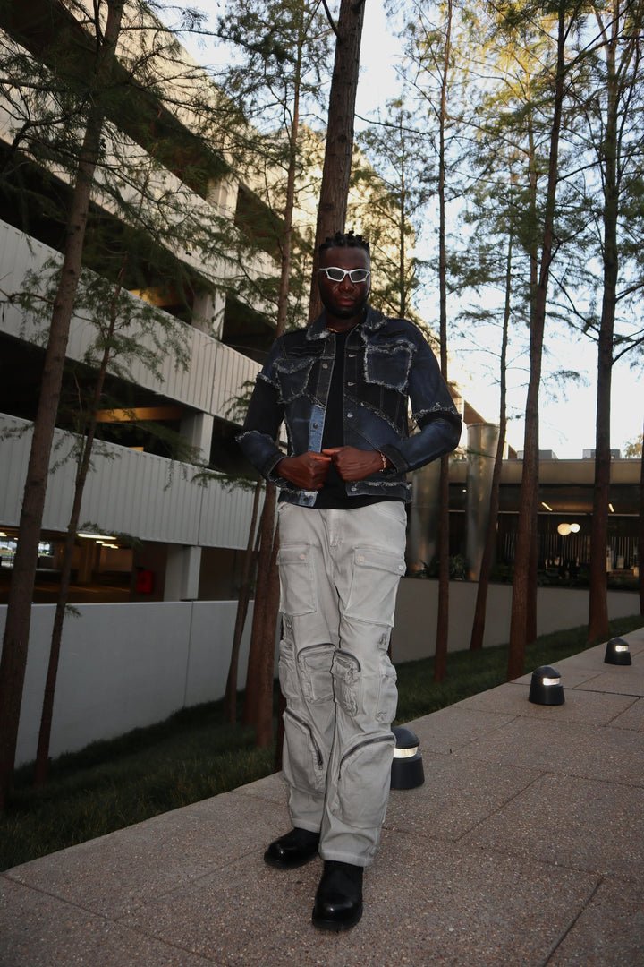 Men's Y2k Wide Fit Utility Cargo Baggy Denim Pants First Row