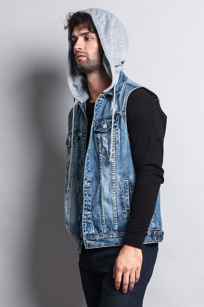 Detachable Hood Denim Vest GStyle USA