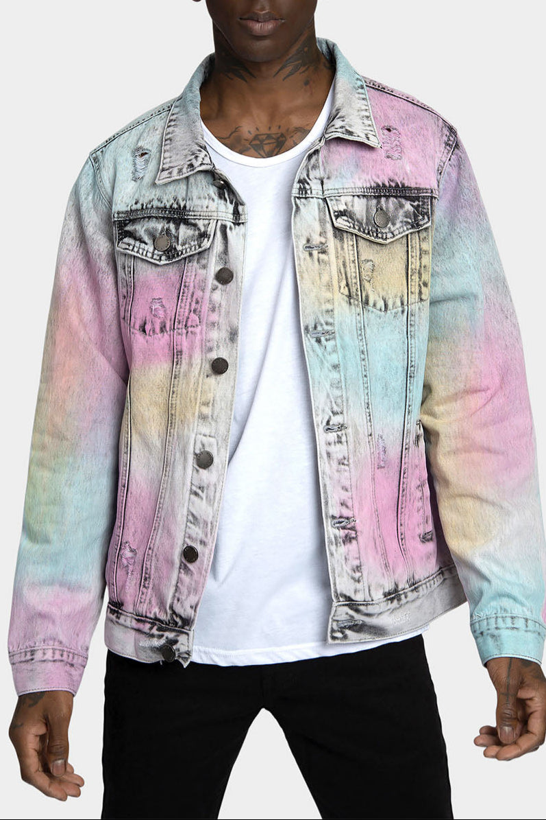 Multi Color Airbrushed Denim Jacket