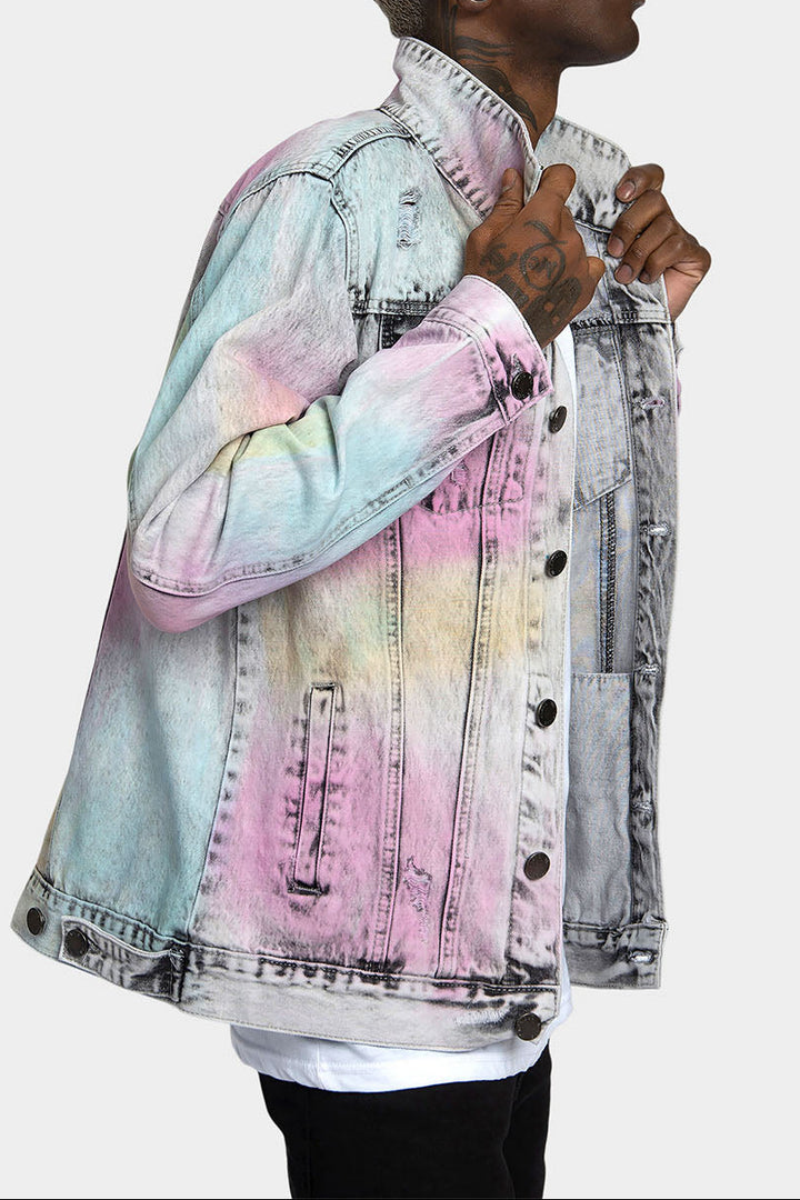 Multiple Color Jackets Multi Color Airbrushed Denim Jacket