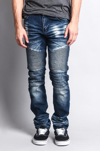 Men's Washed Biker Twill Denim Jeans – G-Style USA