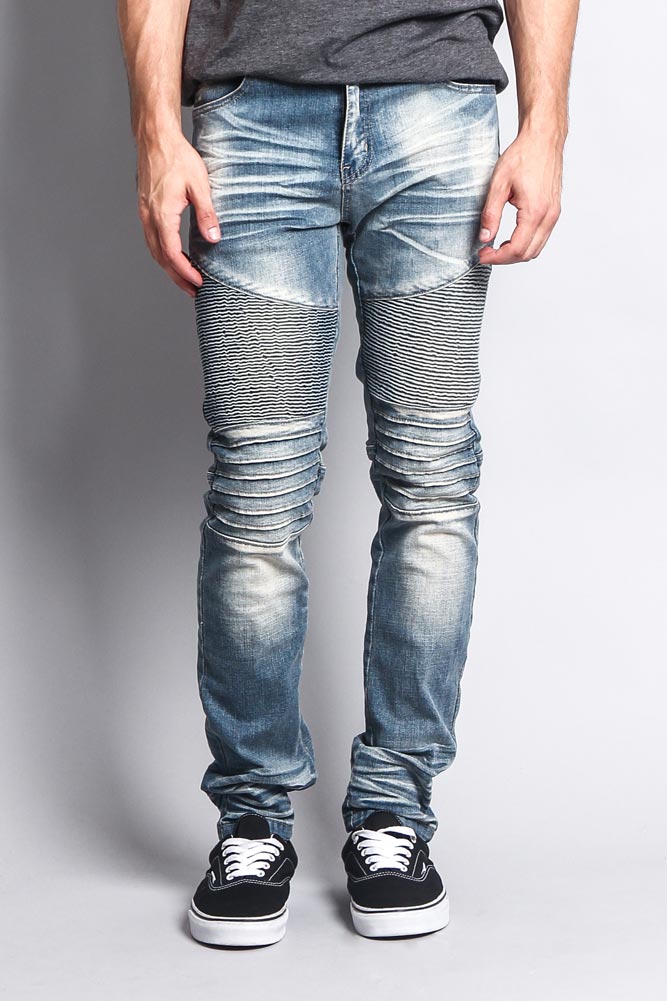 Men's Washed Biker Twill Denim Jeans – G-Style USA